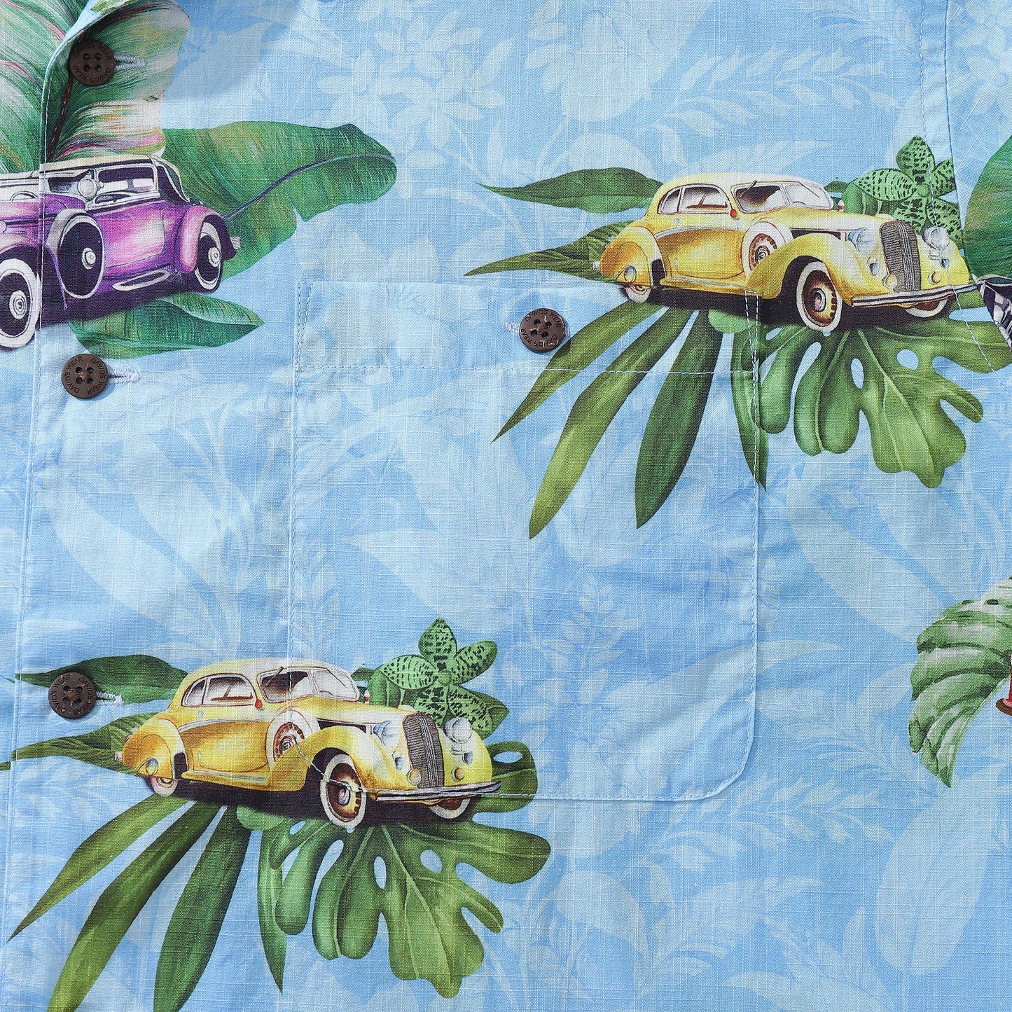 Hawaiian Shirt For Men Old-Fashioned Car Shirt Camp Collar 100% Cotton