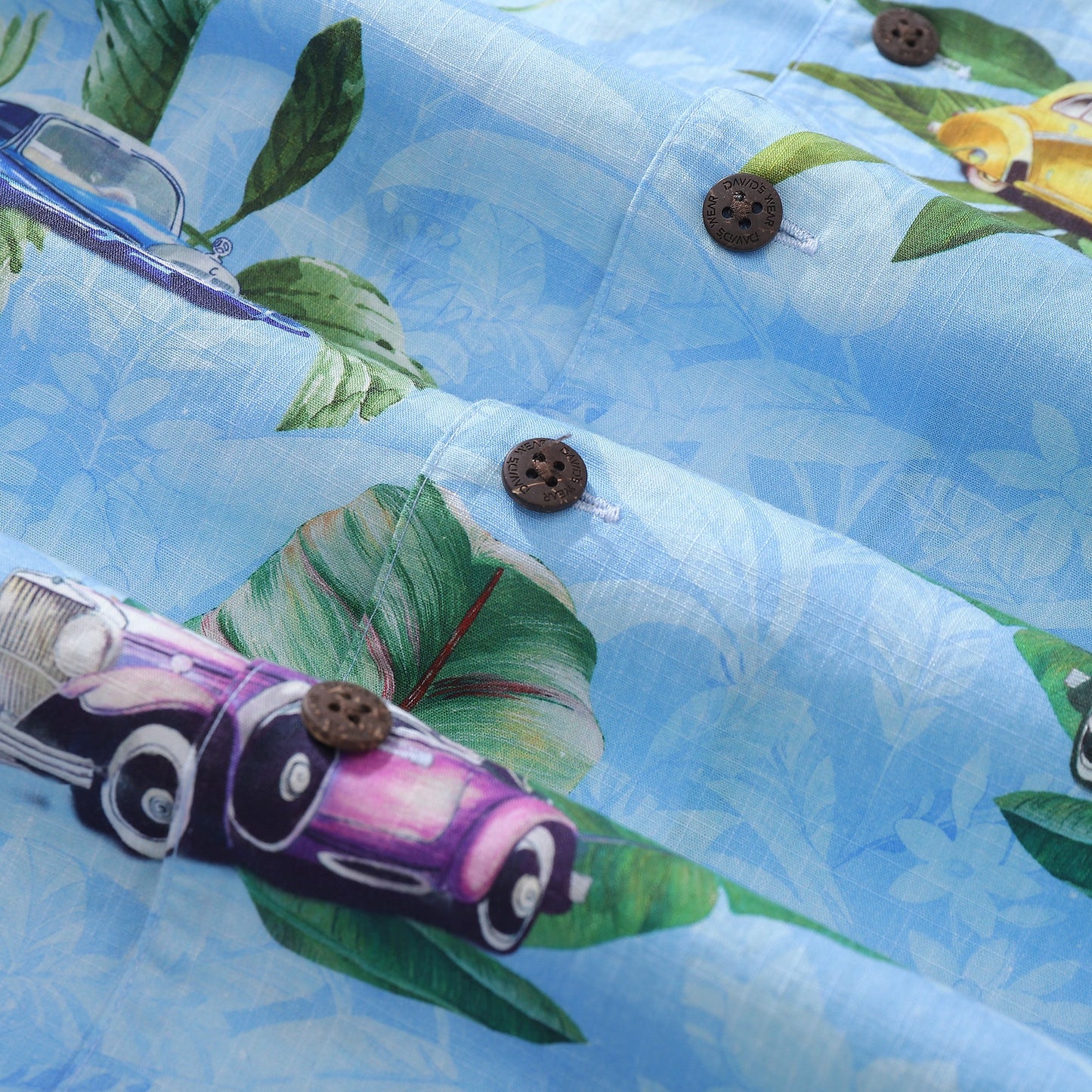 Hawaiian Shirt For Men Old-Fashioned Car Shirt Camp Collar 100% Cotton