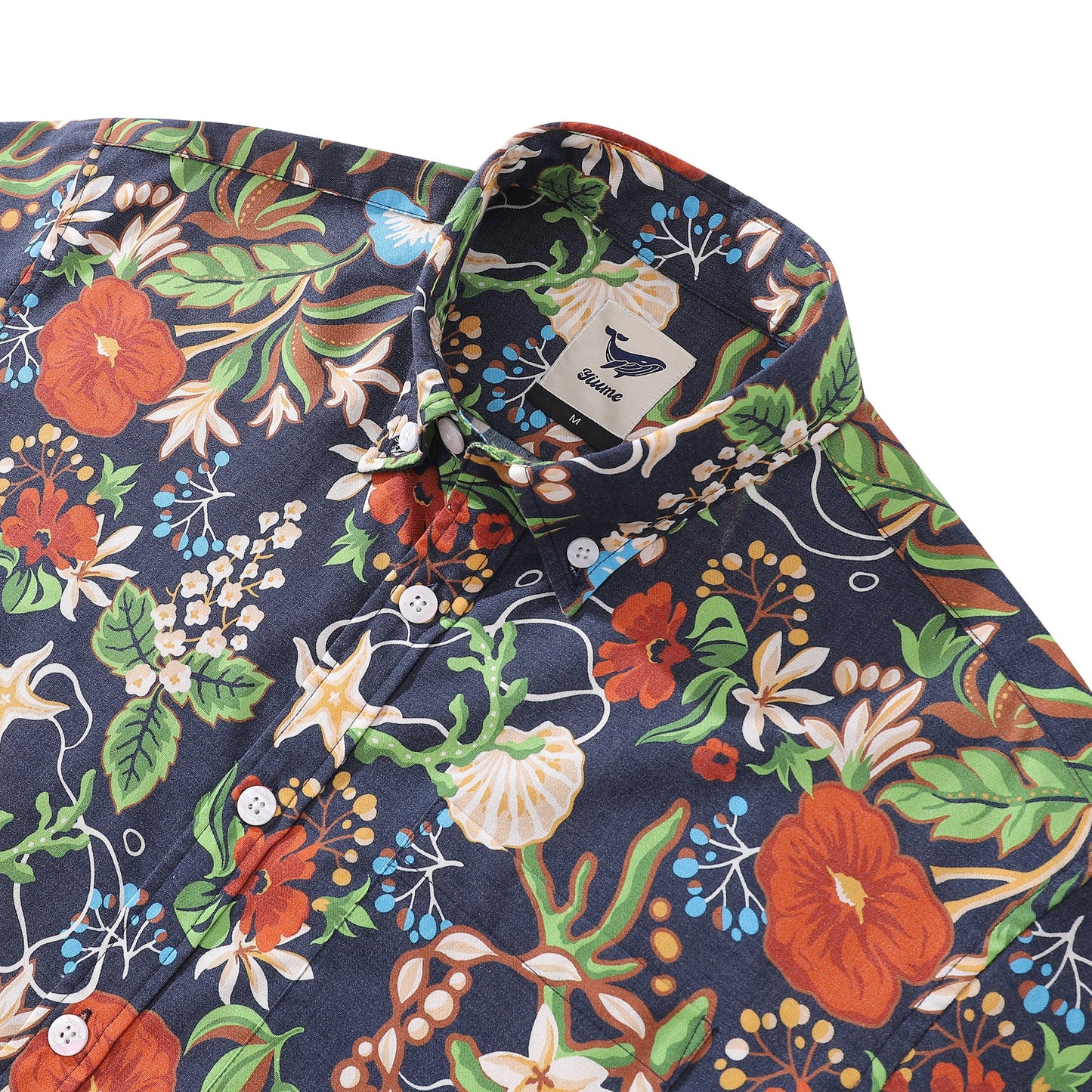 Men's Hawaiian Shirt Treasure Garden Print 1940s Vintage Short Sleeve Aloha Shirt