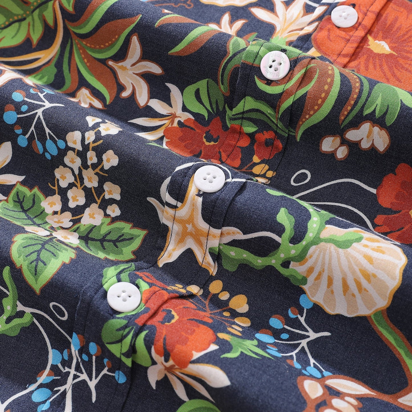Men's Hawaiian Shirt Treasure Garden Print 1940s Vintage Short Sleeve Aloha Shirt