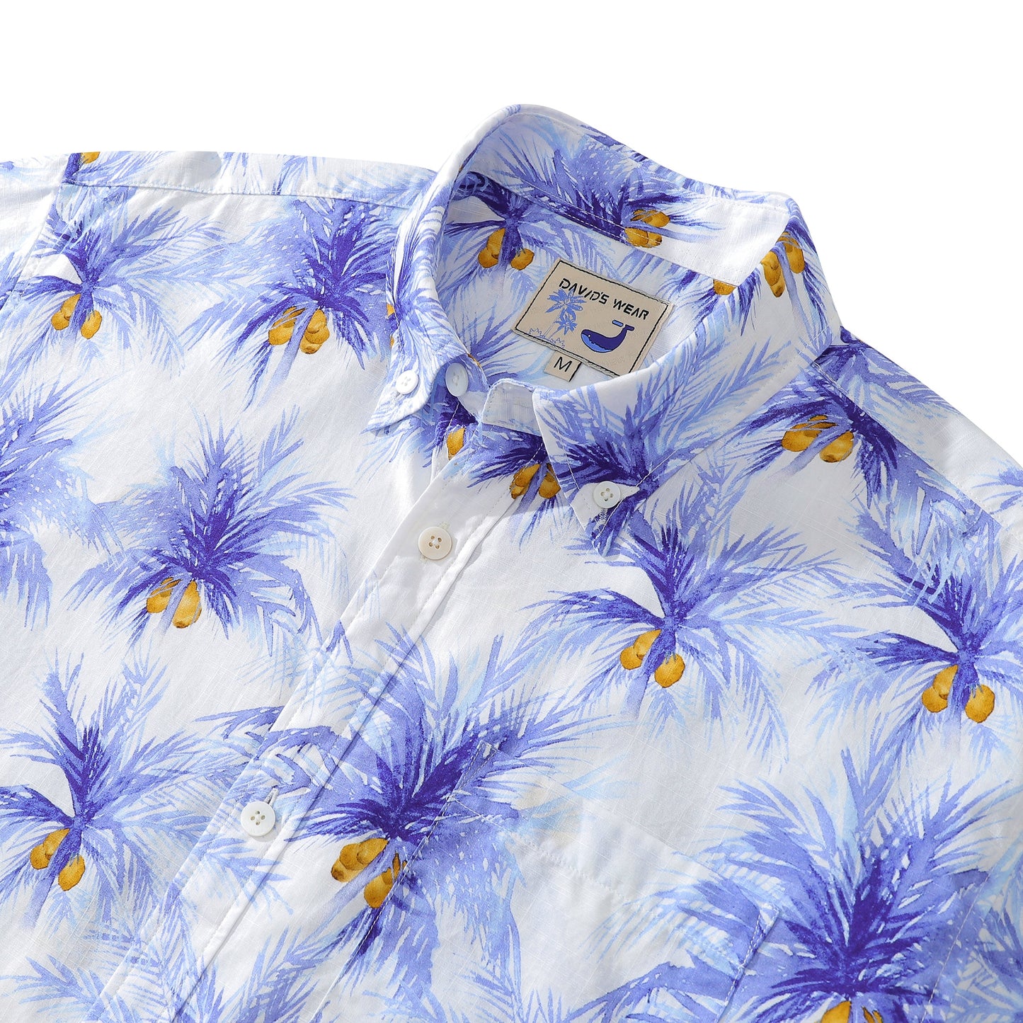 Hawaiian Shirt For Men Tropical Plant Cotton Aloha Shirt Short-sleeve Coconut Tree