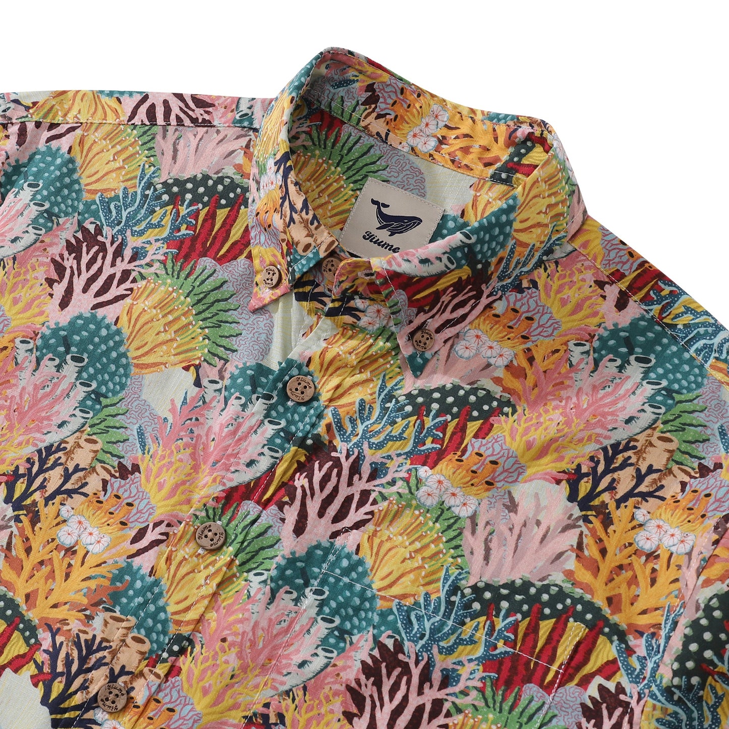 Men's Hawaiian Shirt Coral Reef Shirt 100% Cotton Button-down Short Sleeve Aloha Shirt