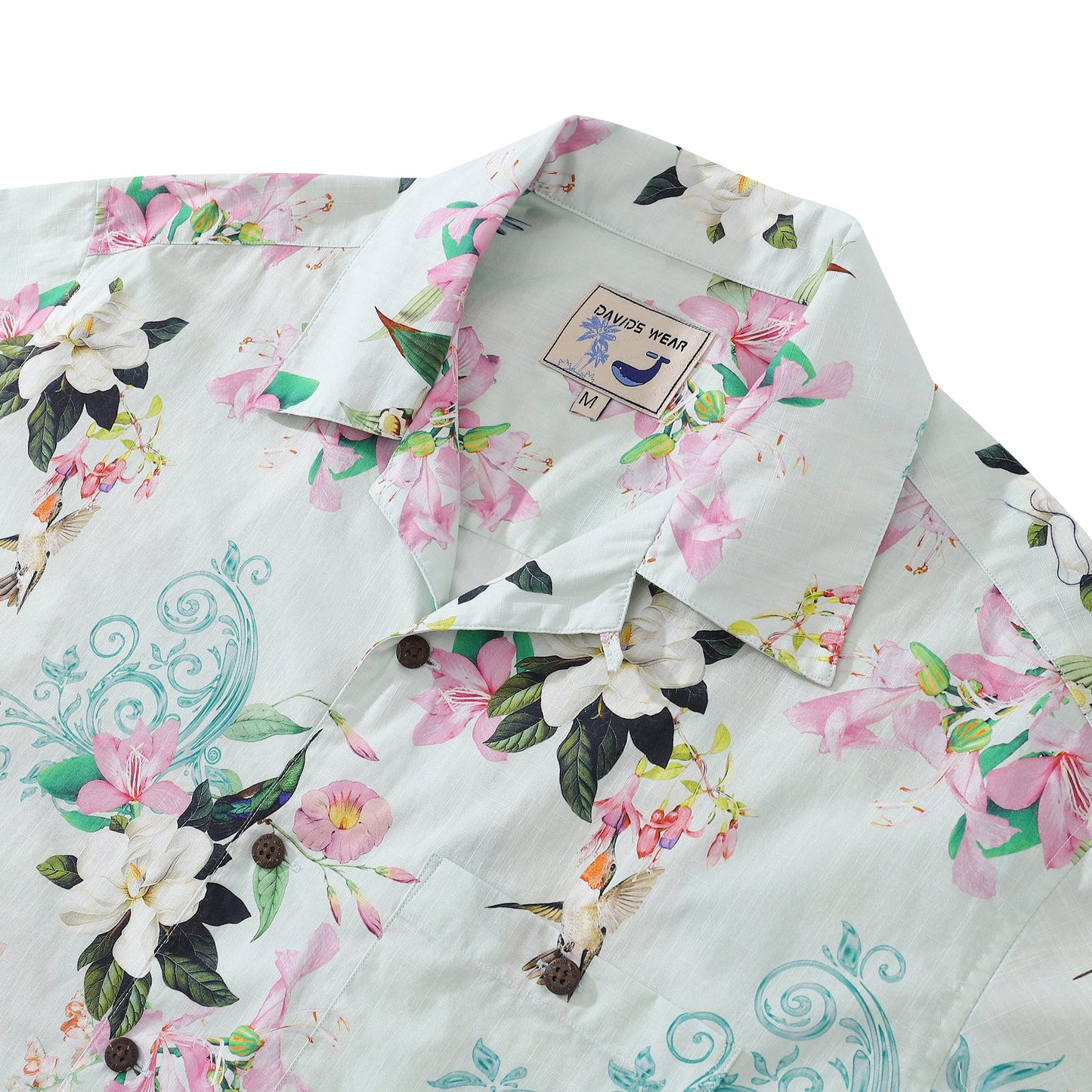 Hawaiian Shirts For Men Hummingbird Print Shirt 100% Cotton