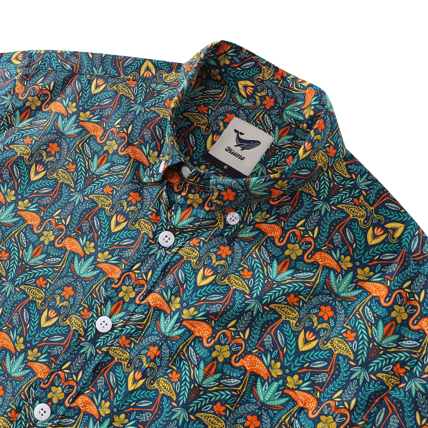 Men's Hawaiian Shirt Joyful Jungle Print By Cassandra O’Leary Cotton Button-down Short Sleeve Aloha Shirt