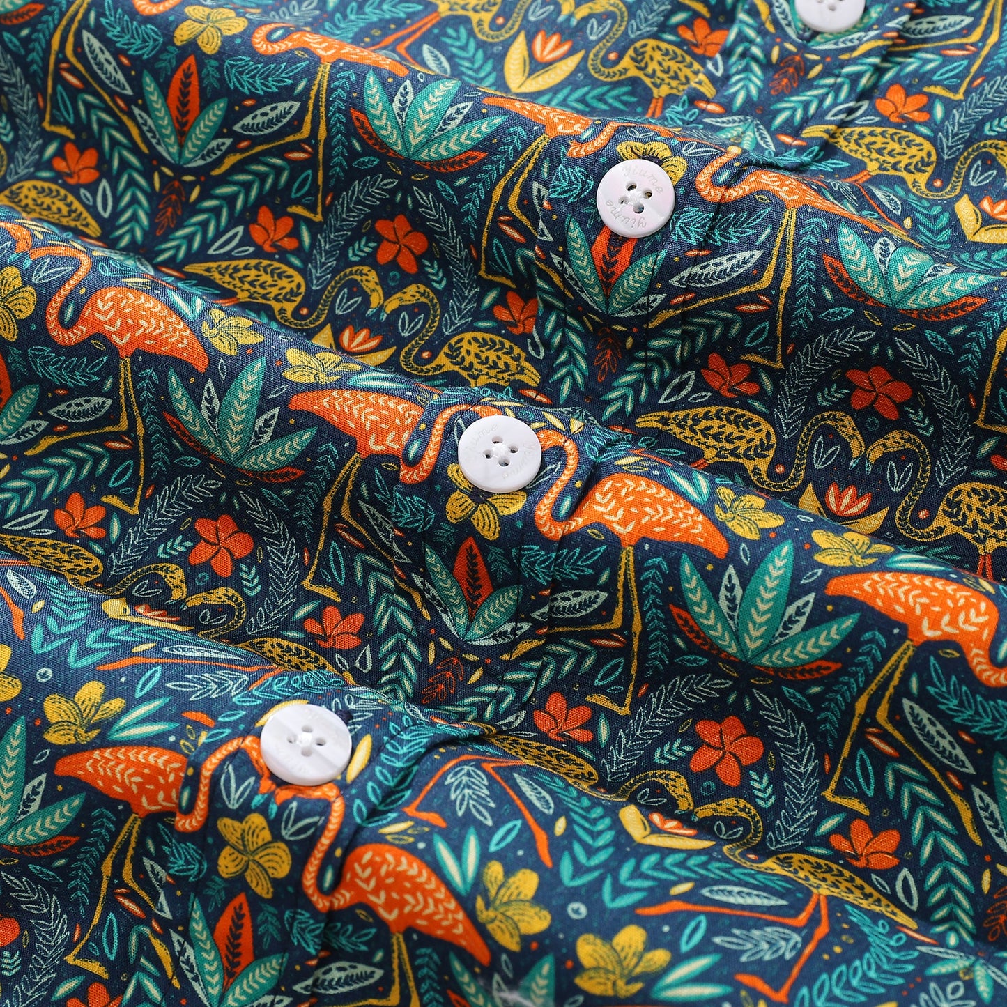 Men's Hawaiian Shirt Joyful Jungle Print By Cassandra O’Leary Cotton Button-down Short Sleeve Aloha Shirt