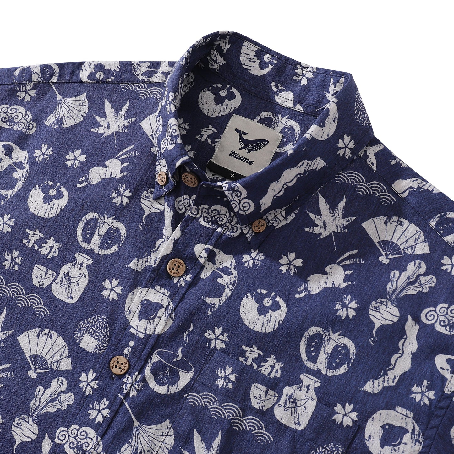 Men's Hawaiian Shirt Kyoto Memories By House of Haricot Cotton Button-down Short Sleeve Aloha Shirt