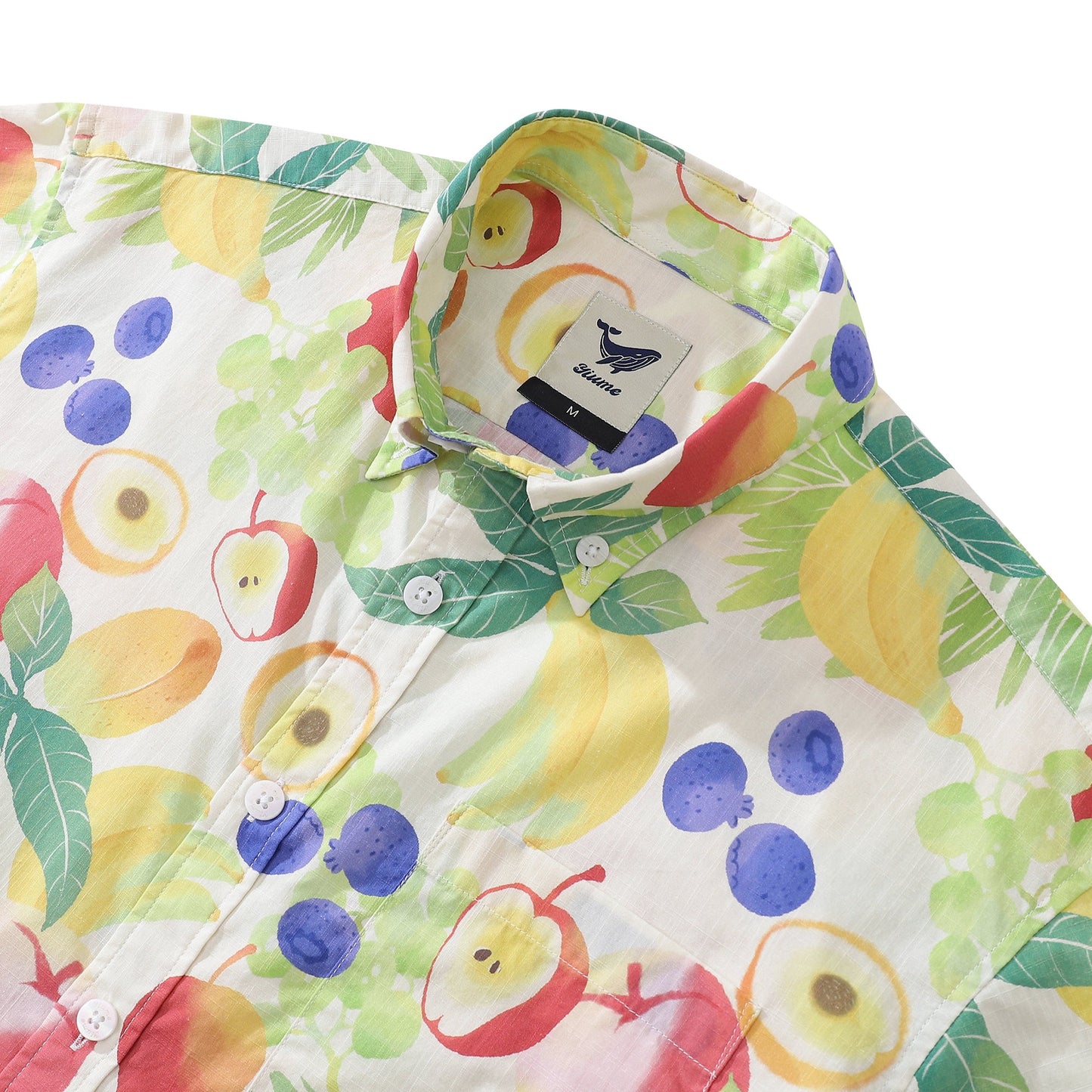 Men's Hawaiian Shirt Fruit Salad Print Cotton Button-down Short Sleeve Aloha Shirt