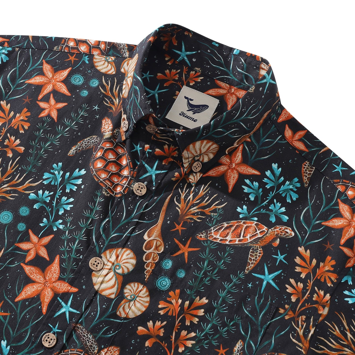 Men's Hawaiian Shirt Honu Hideaway By Luova Flow Cotton Button-down Short Sleeve Aloha Shirt