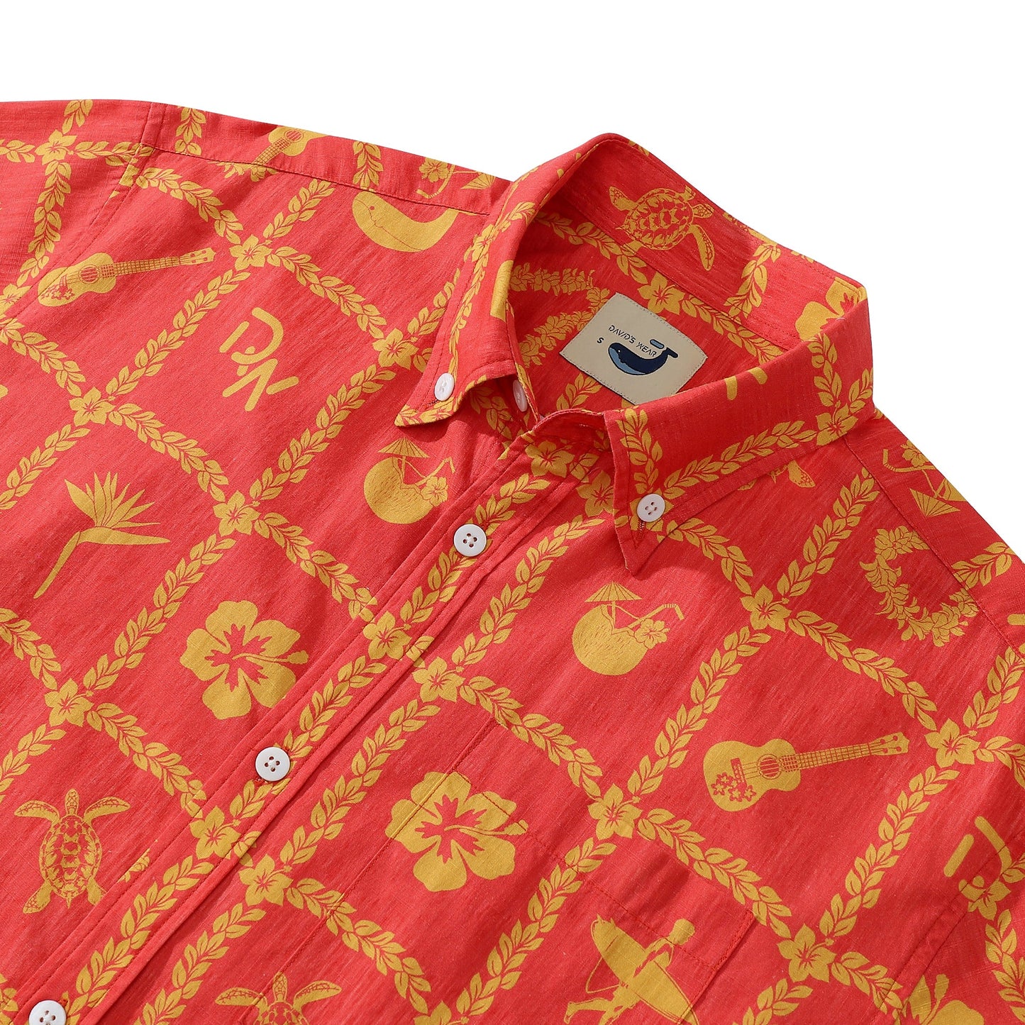 Classic Nine-Square Division Men's Button-down Shirt Tropical Life