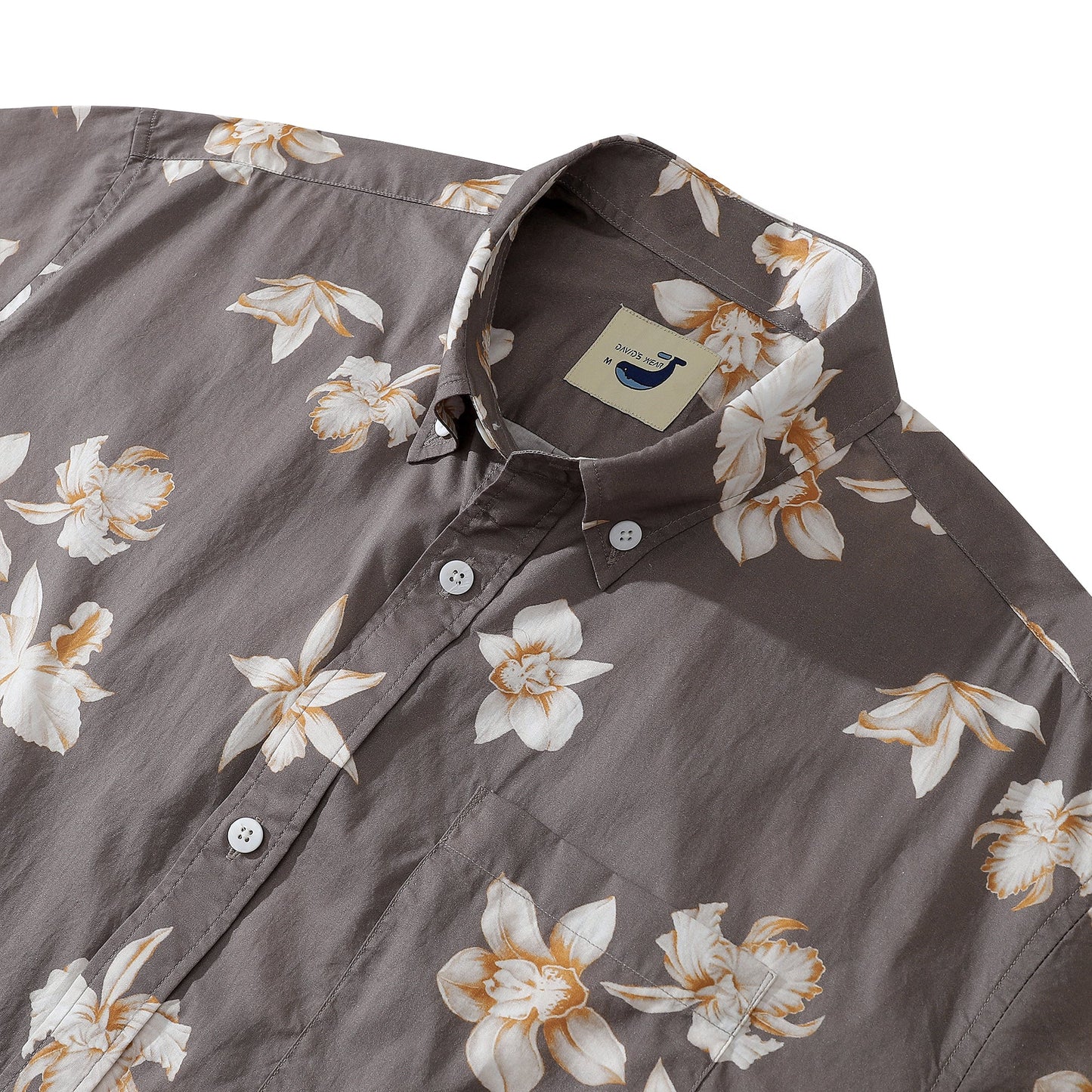 Men's Aloha Shirt Cotton Short Sleeve Brown Button Down 1920s Vintage Shirt