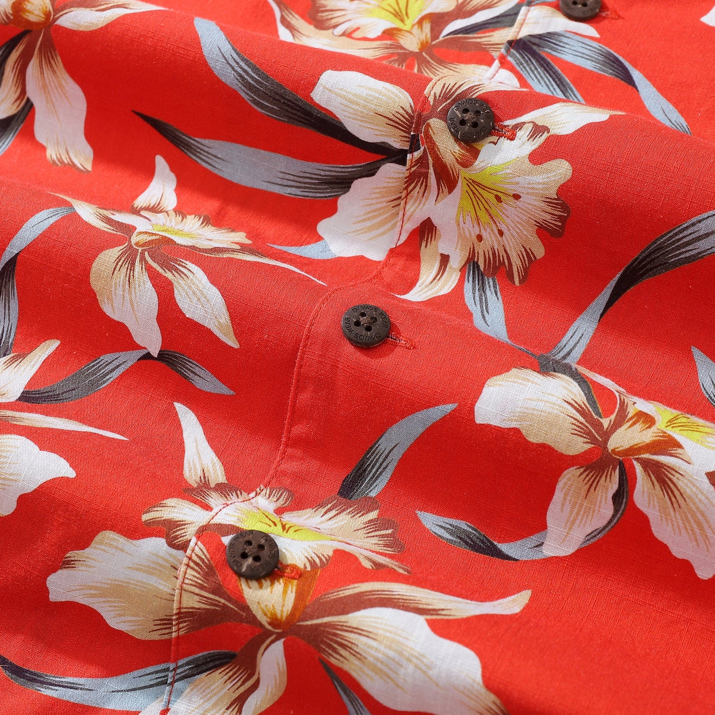 Hawaiian Shirts For Men Vintage Cotton Orchid print Shirt - Red