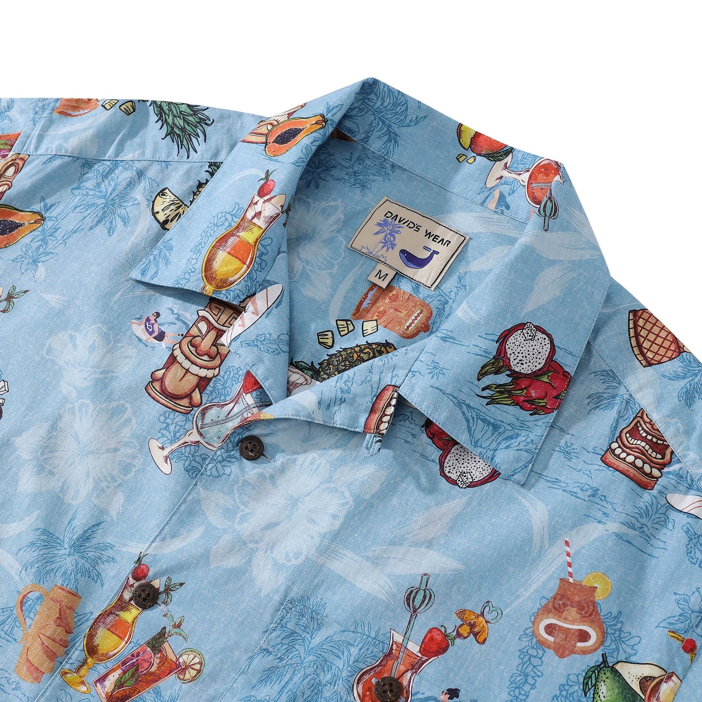 Hawaiian Shirts For Men Tiki Art Cocktail Party Tropical-Themed Print Shirt