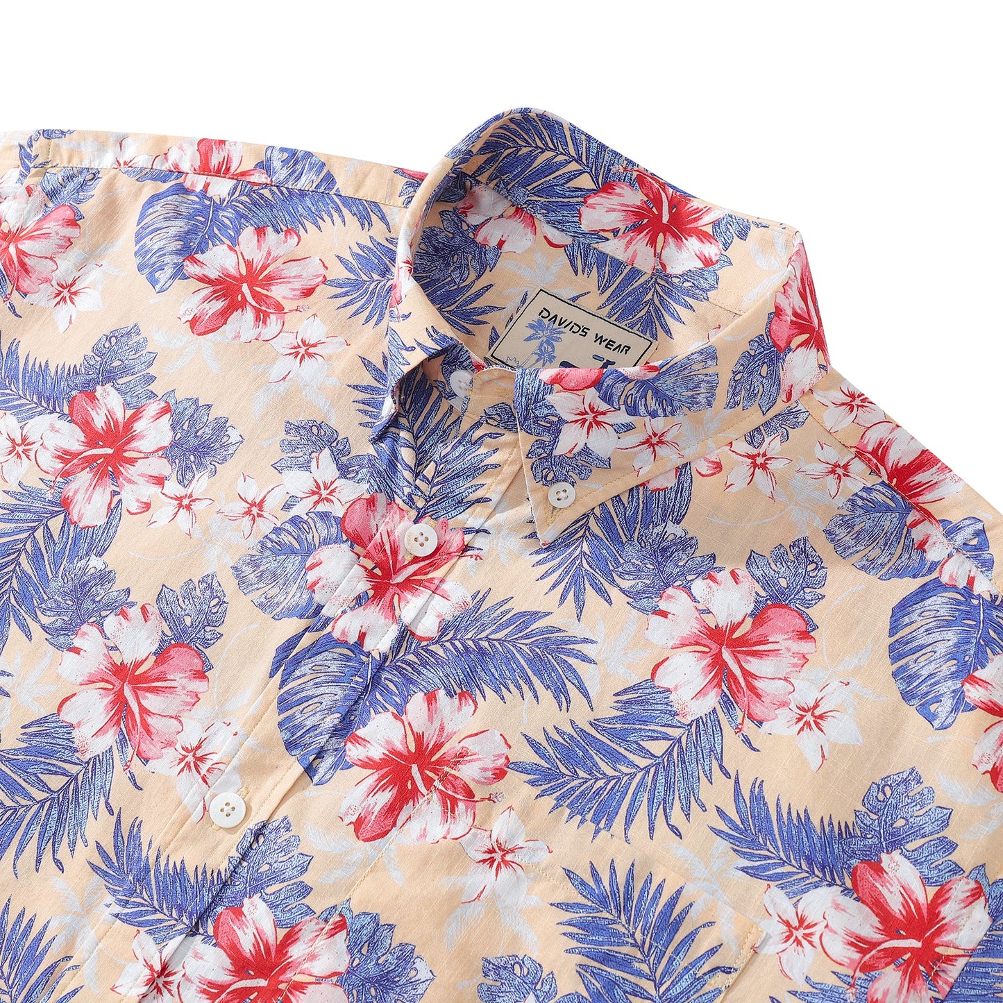 Hawaiian Shirts For Men Blooming hibiscus flower Print Shirt 100% Cotton