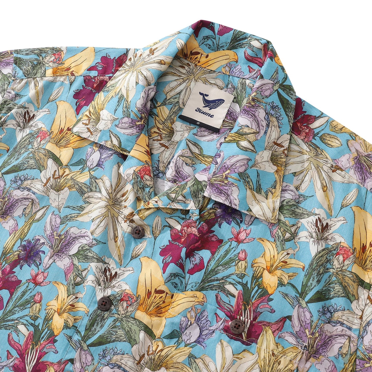 Hawaiian Shirt For Men Retro Blooms Print Shirt Camp Collar 100% Cotton