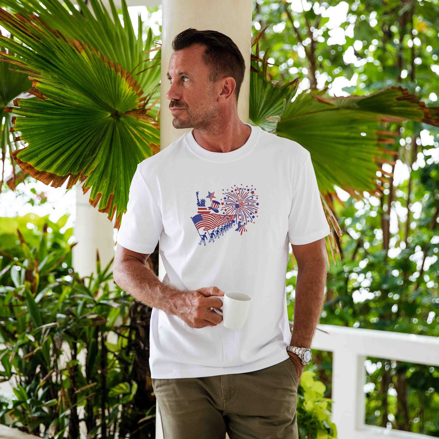 Hawaiian Tee Shirt Short Sleeve 100% Cotton Blue Aloha Starlight Beauty T-Shirt