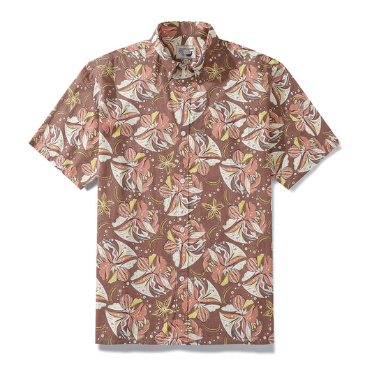 Burgundy-Colored Glamorous Cocktail Party Printed 100% Cotton Button-down Shirt