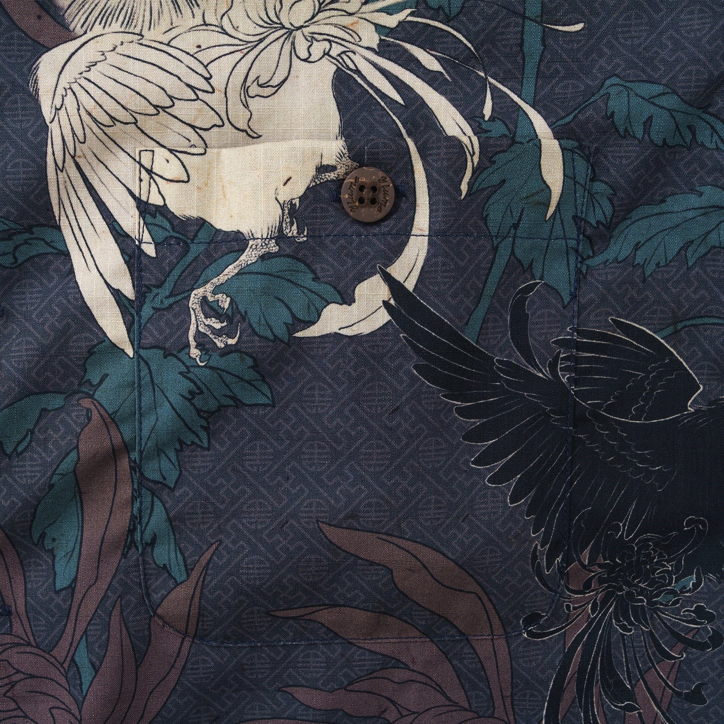 Japanese Hawaiian Shirt 100% Cotton Men's Short Sleeve Camp Collar Shirt Aloha Shirt Imperial Garden Rooster Painting