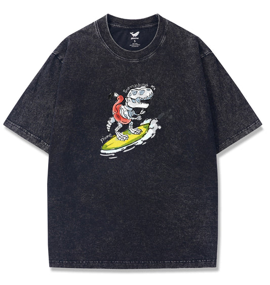 T-shirt Short Sleeve Solid Basic 100% Cotton Black Aloha Dino Quest