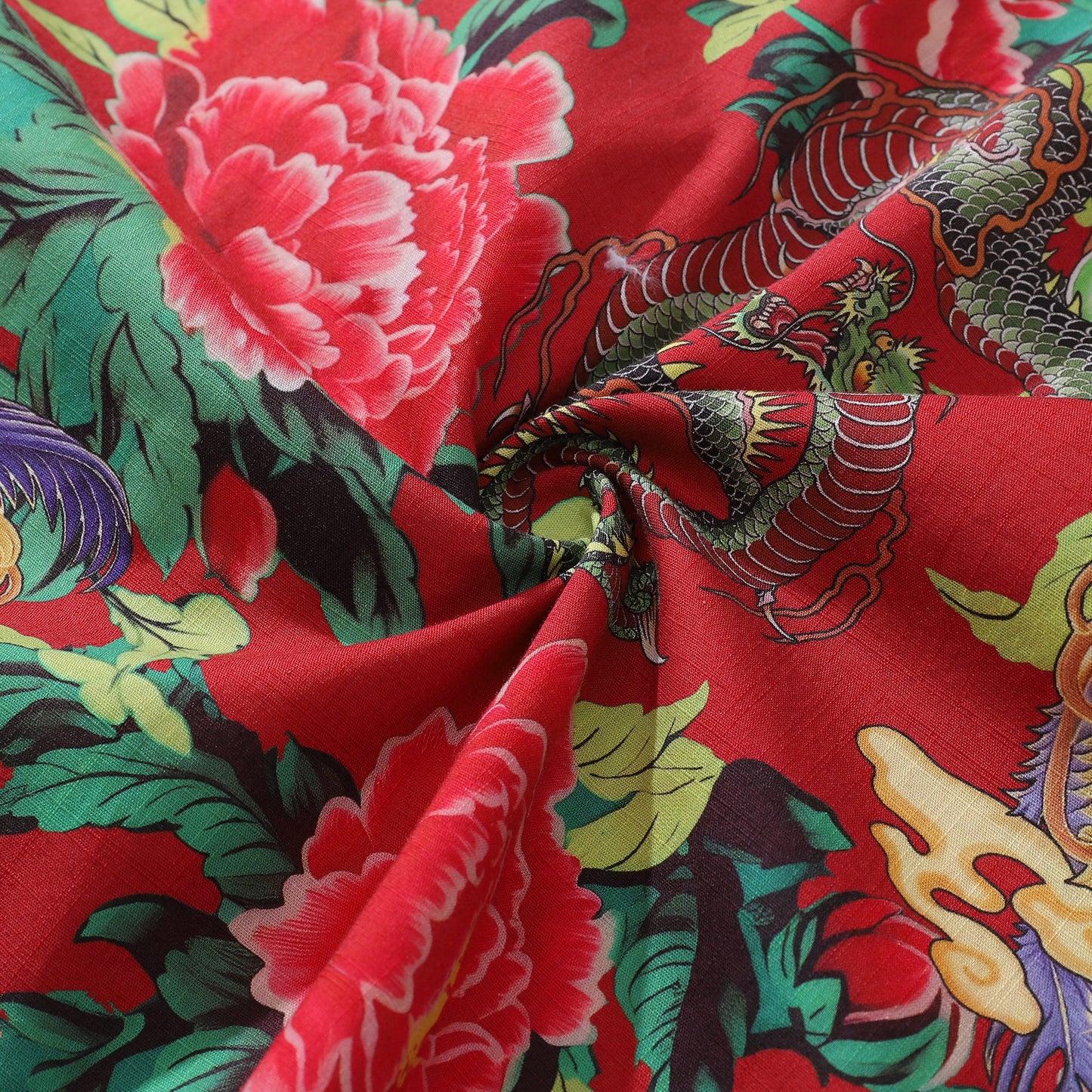 Hawaiian Shirt For Men Red Bloom Northeast Print Camp Collar 100% Cotton Shirt