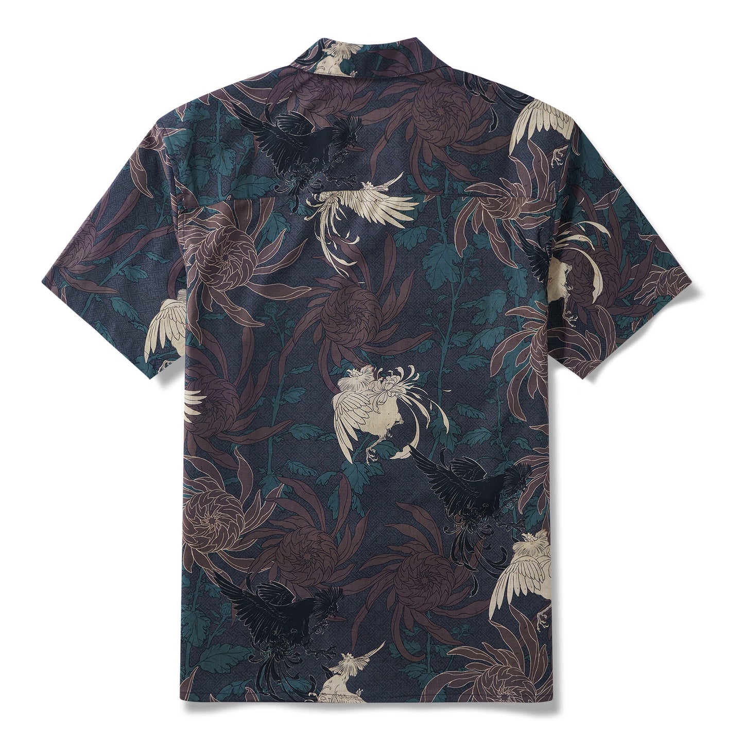 Japanese Hawaiian Shirt 100% Cotton Men's Short Sleeve Camp Collar Shirt Aloha Shirt Imperial Garden Rooster Painting