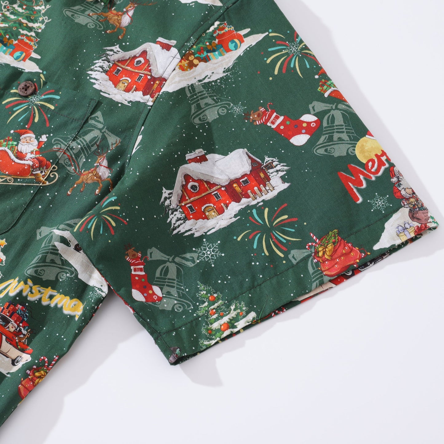 Men's Hawaiian Shirt A Christmas Eve Snow Print Cotton Camp collar Short Sleeve Aloha Shirt