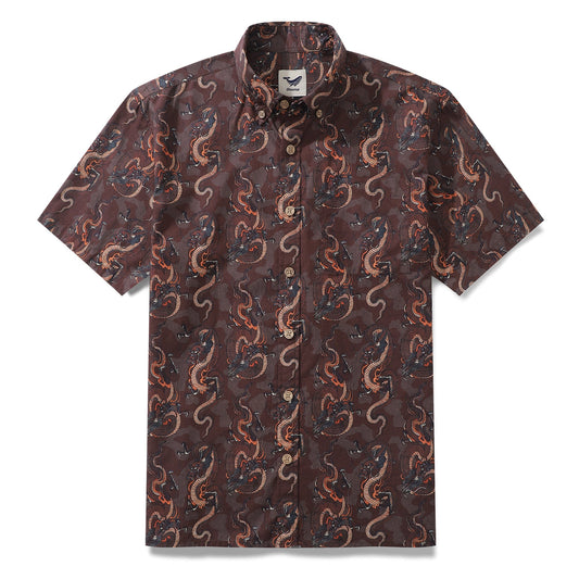 Men's Hawaiian Shirt The Legend of the Dragon Cotton Button-down Short Sleeve Aloha Shirt