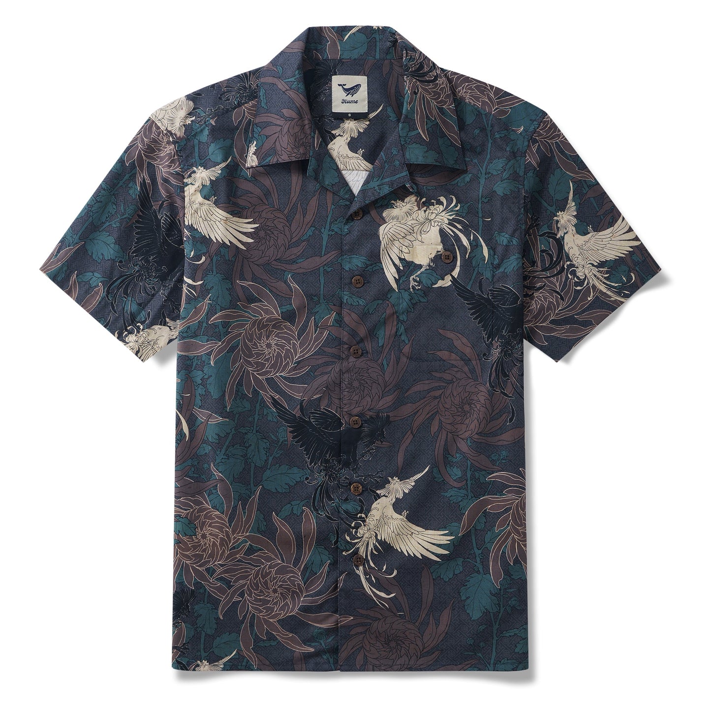 Japanese Hawaiian Shirt 100% Cotton Men's Short Sleeve Camp Collar Shirt Aloha Shirt Imperial Garden Rooster Painting