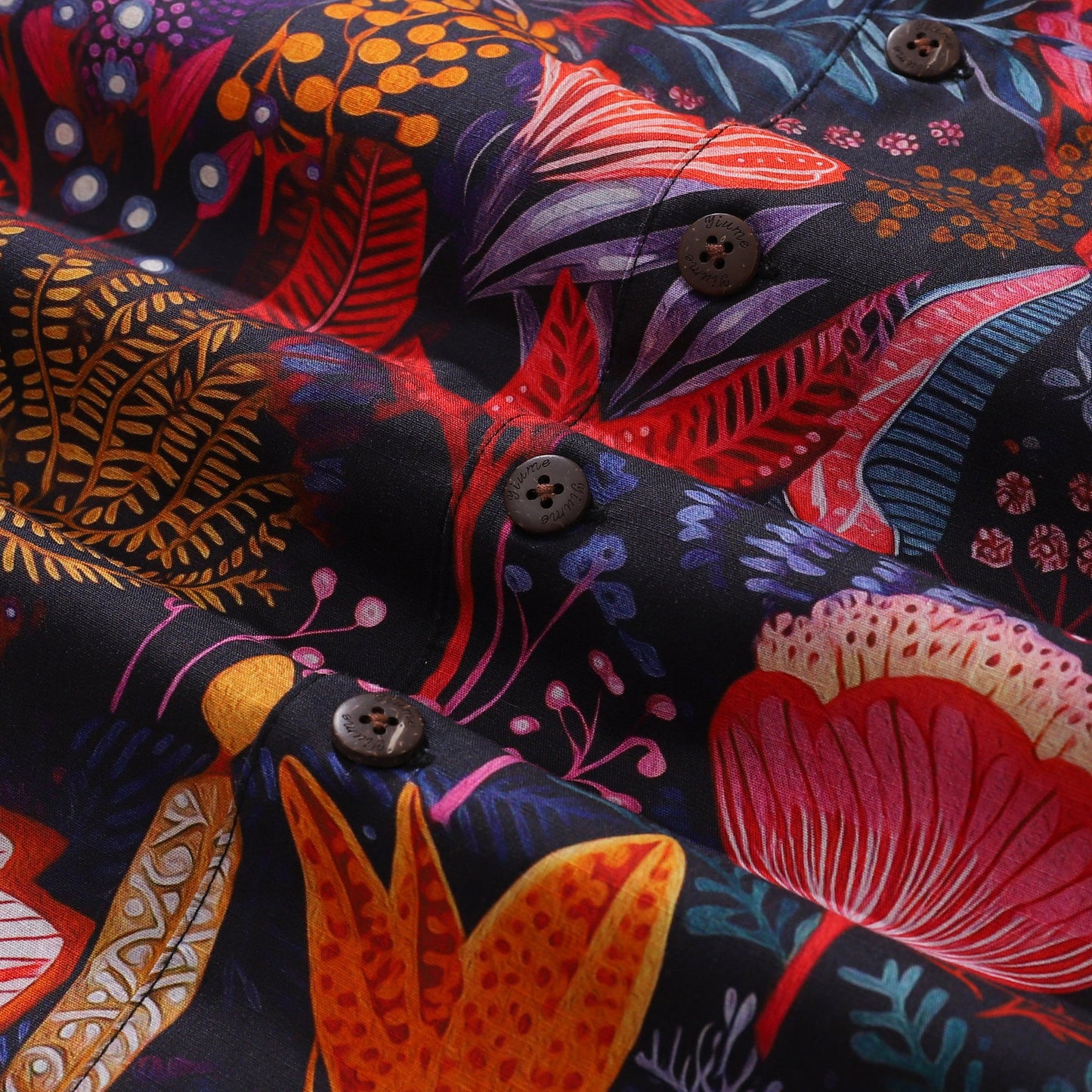 Short Sleeve Red Hawaiian Shirt Men's Tropical Shirt Camp Collar 100% Cotton Shirt Dream Scarlet Garden