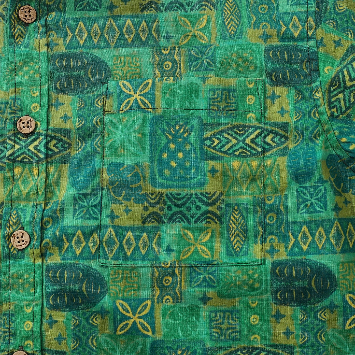 Hawaiian Shirts For Men Tiki Vintage Shirt Green Totem 100% Cotton