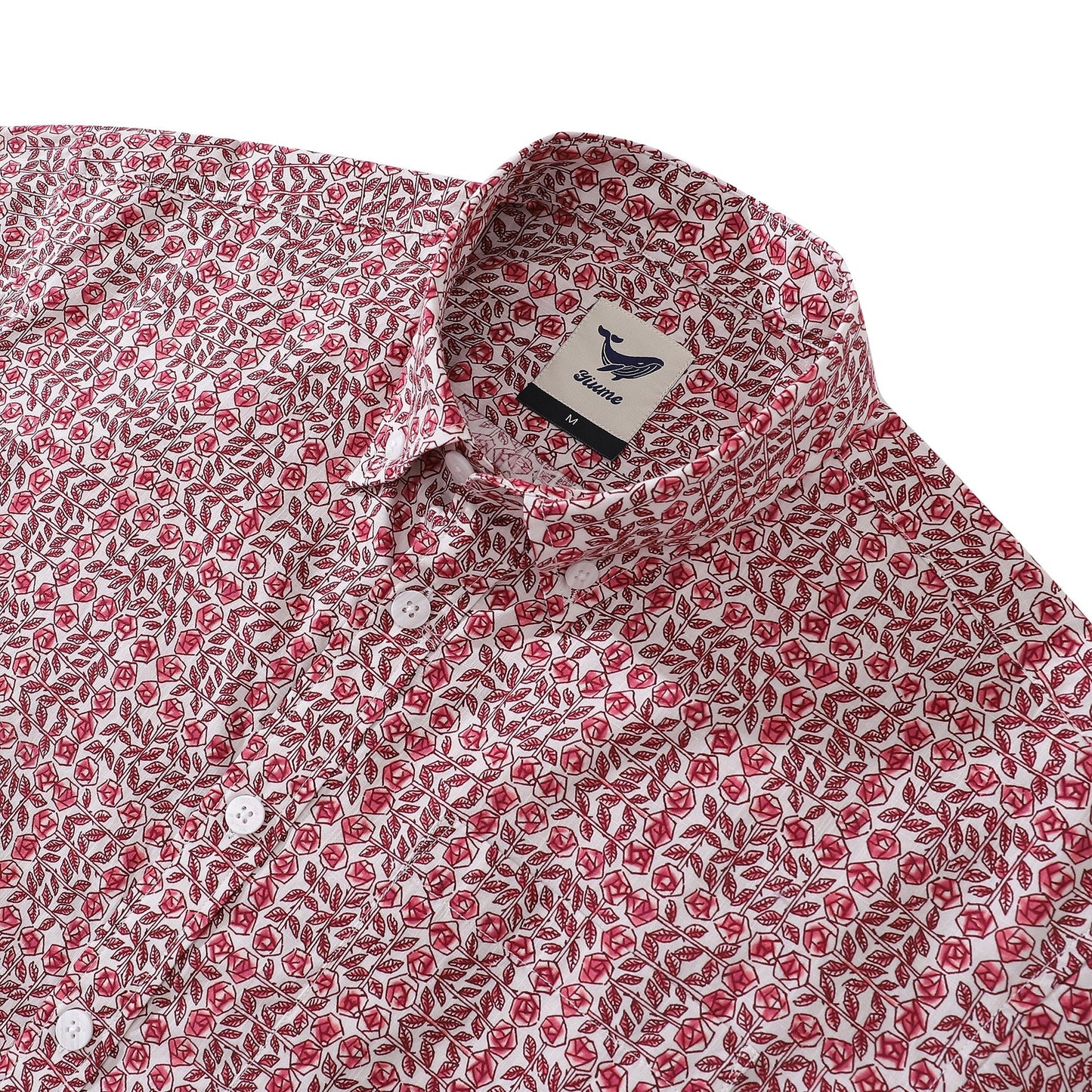 Valentine's Day Men's Funky Hawaiian Shirt Queuing Roses Print Cotton Button-down