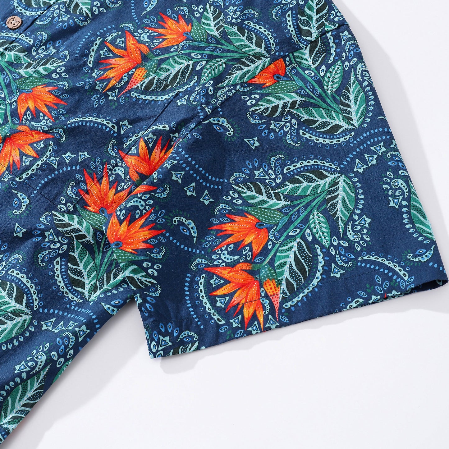 Men's Hawaiian Shirt Birds of Paradise Print By Fizah Malik Cotton Button-down Short Sleeve Aloha Shirt