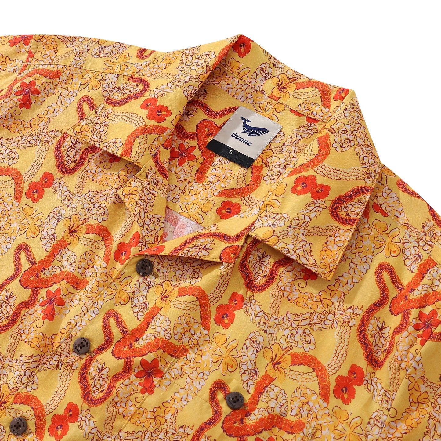 Hawaiian Shirt For Men Sunflower Wreath Shirt Camp Collar 100% Cotton