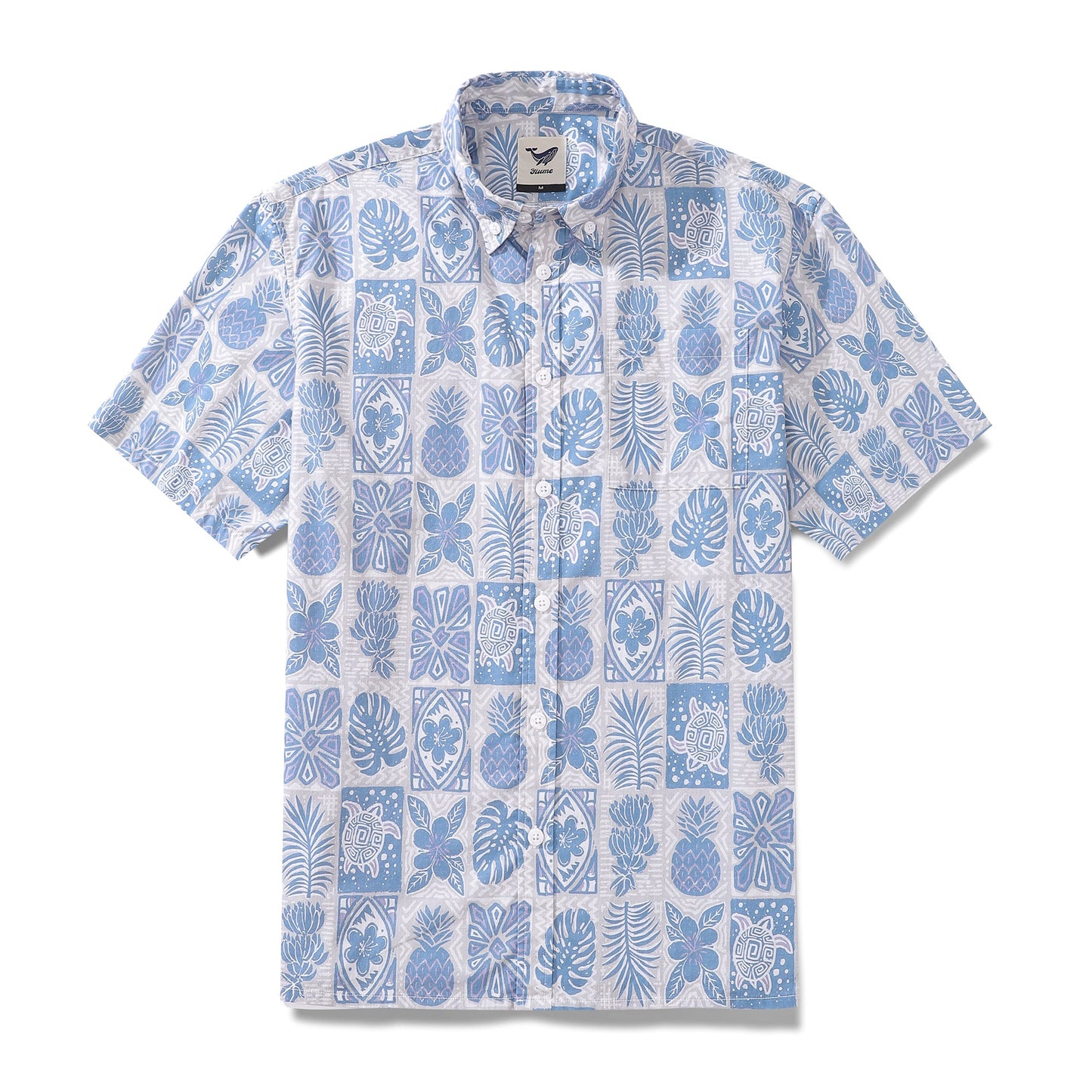 Men's Hawaiian Shirt Plant Totem Print Cotton Button-down Short Sleeve Aloha Shirt