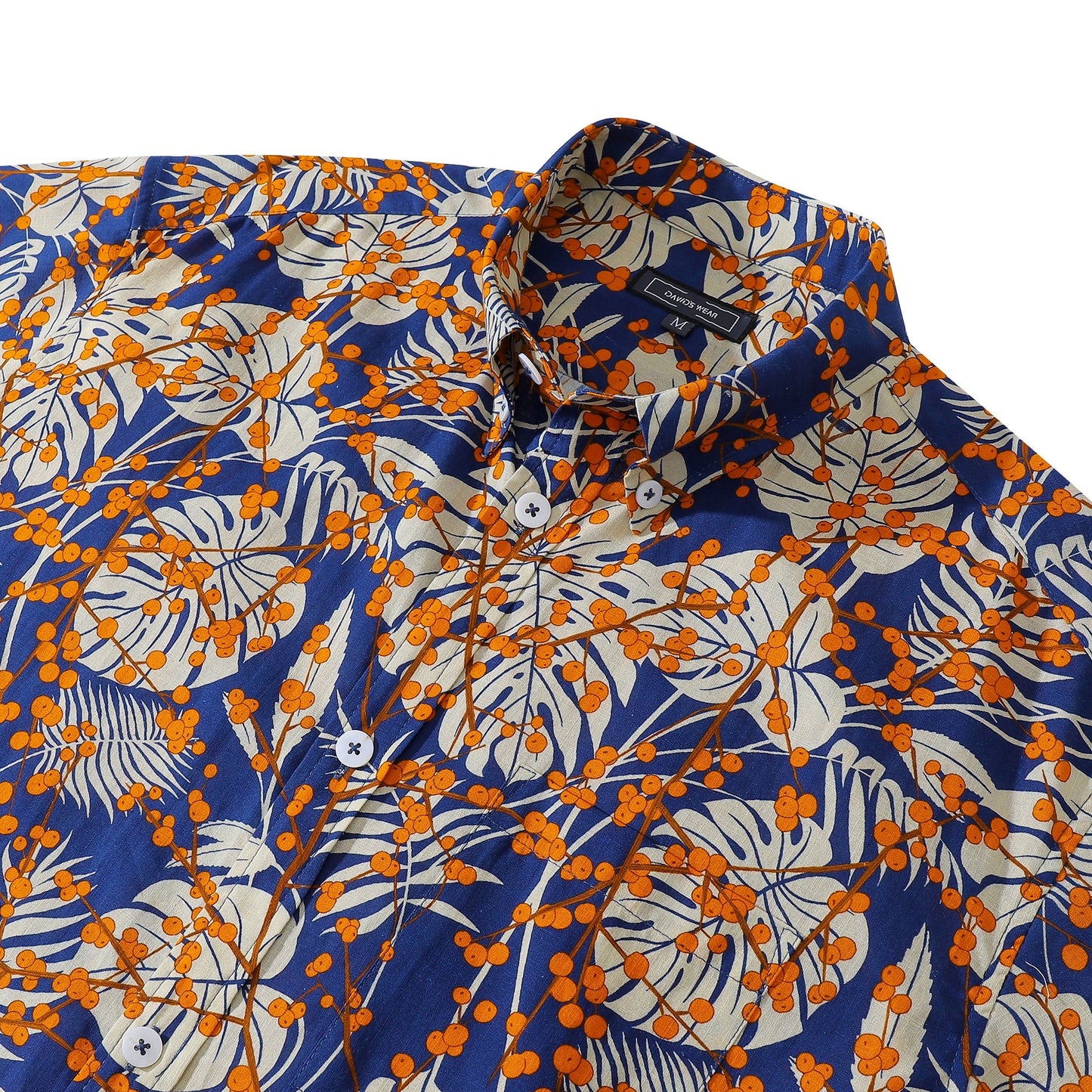 Men's Aloha Shirt Tropical Leaves Cotton Short Sleeve Button Down Pocket