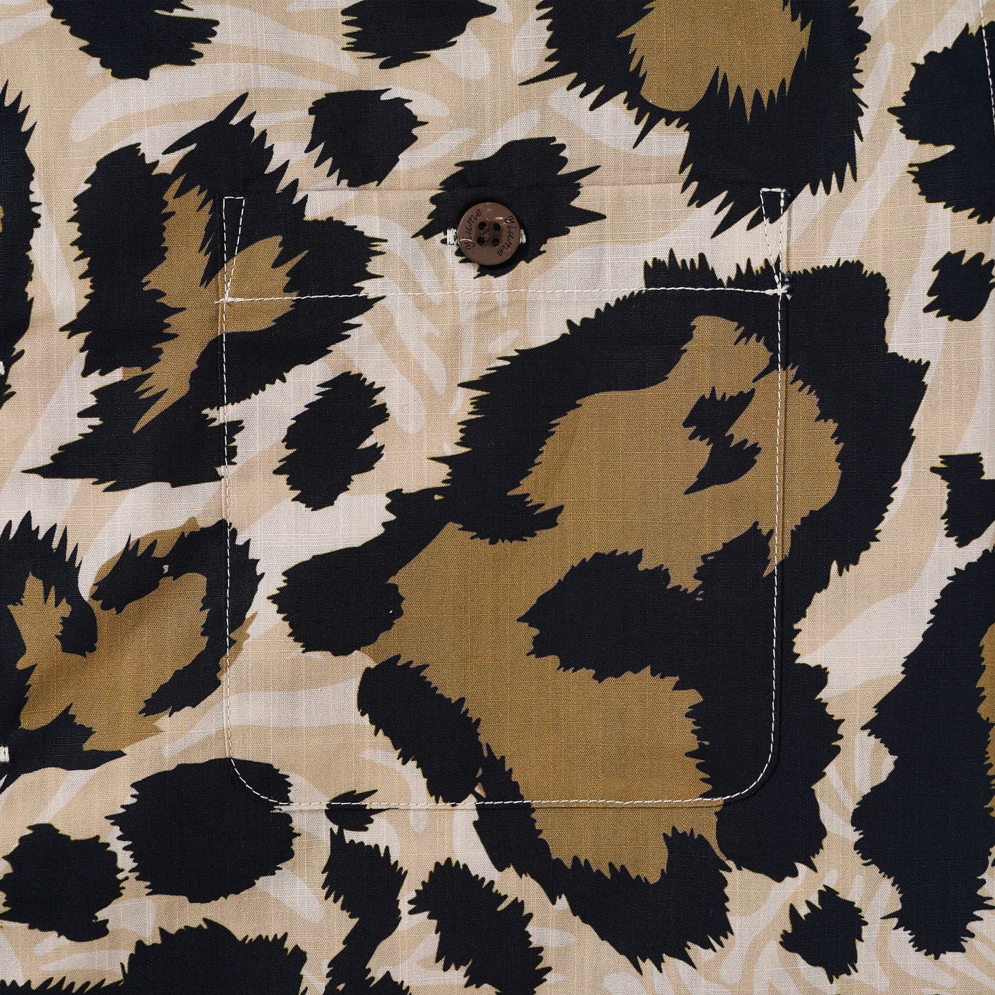 Men's Hawaiian Shirt Short Sleeve Camp Collar 100% Cotton Black Aloha Leopard Wilderness Whisper Leopard Print