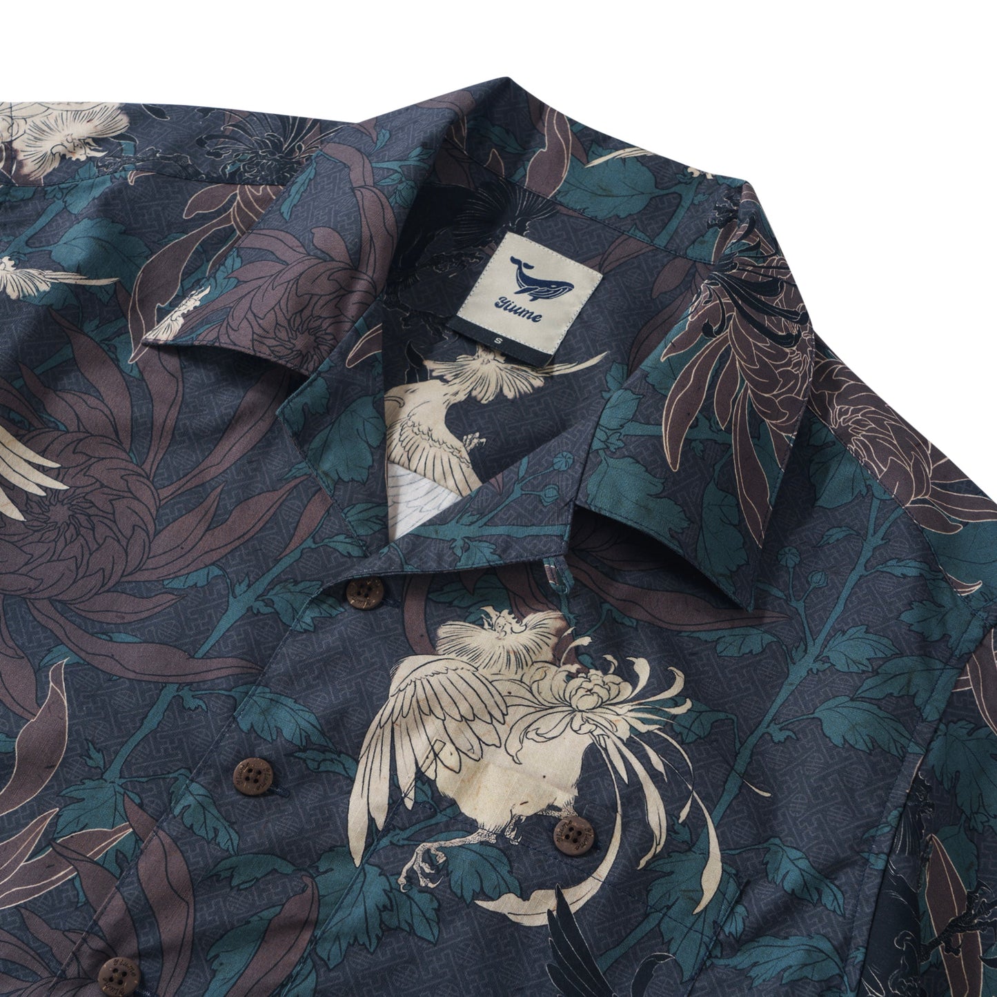 Japanese Hawaiian Shirt 100% Cotton Men's Short Sleeve Camp Collar Shirt Aloha Shirt Imperial Garden Rooster Painting