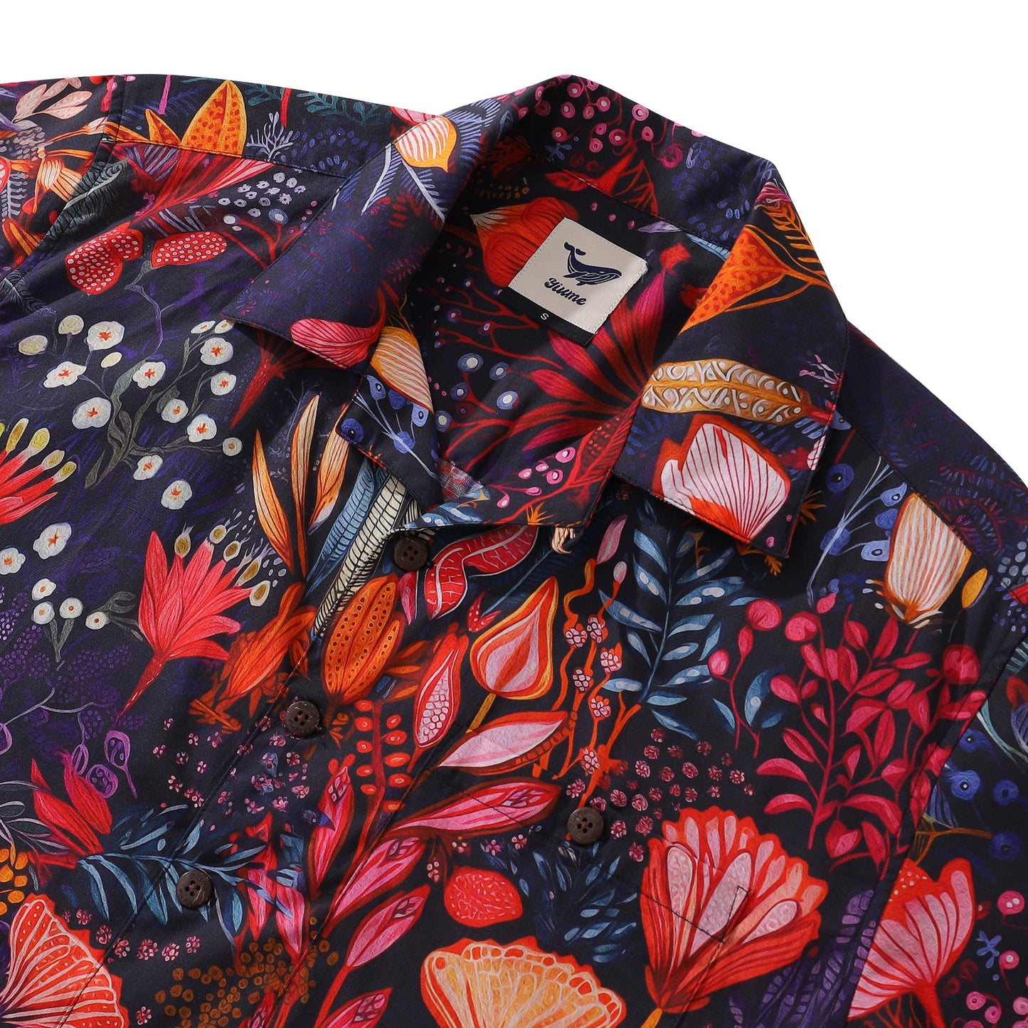 Short Sleeve Red Hawaiian Shirt Men's Tropical Shirt Camp Collar 100% Cotton Shirt Dream Scarlet Garden