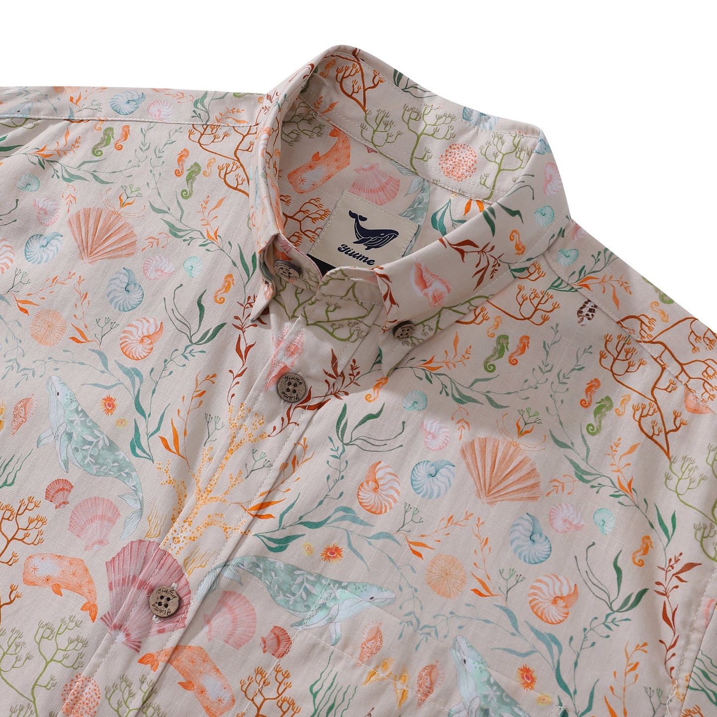 Men's Hawaiian Shirt Ocean Dream By Samantha O' Malley Cotton Button-down Short Sleeve Aloha Shirt