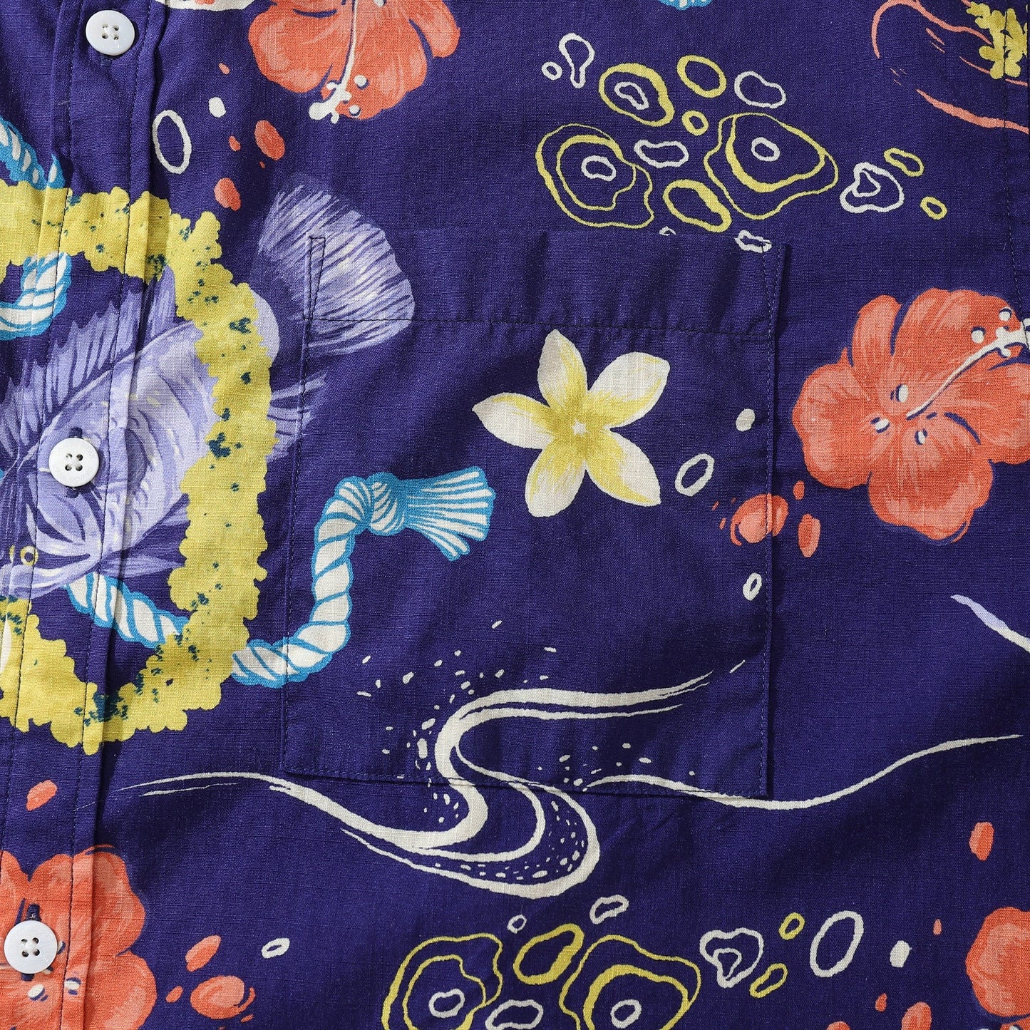 Hawaiian Shirt For Men Tropical Fish Lei Print Short Sleeve Cotton Button Down