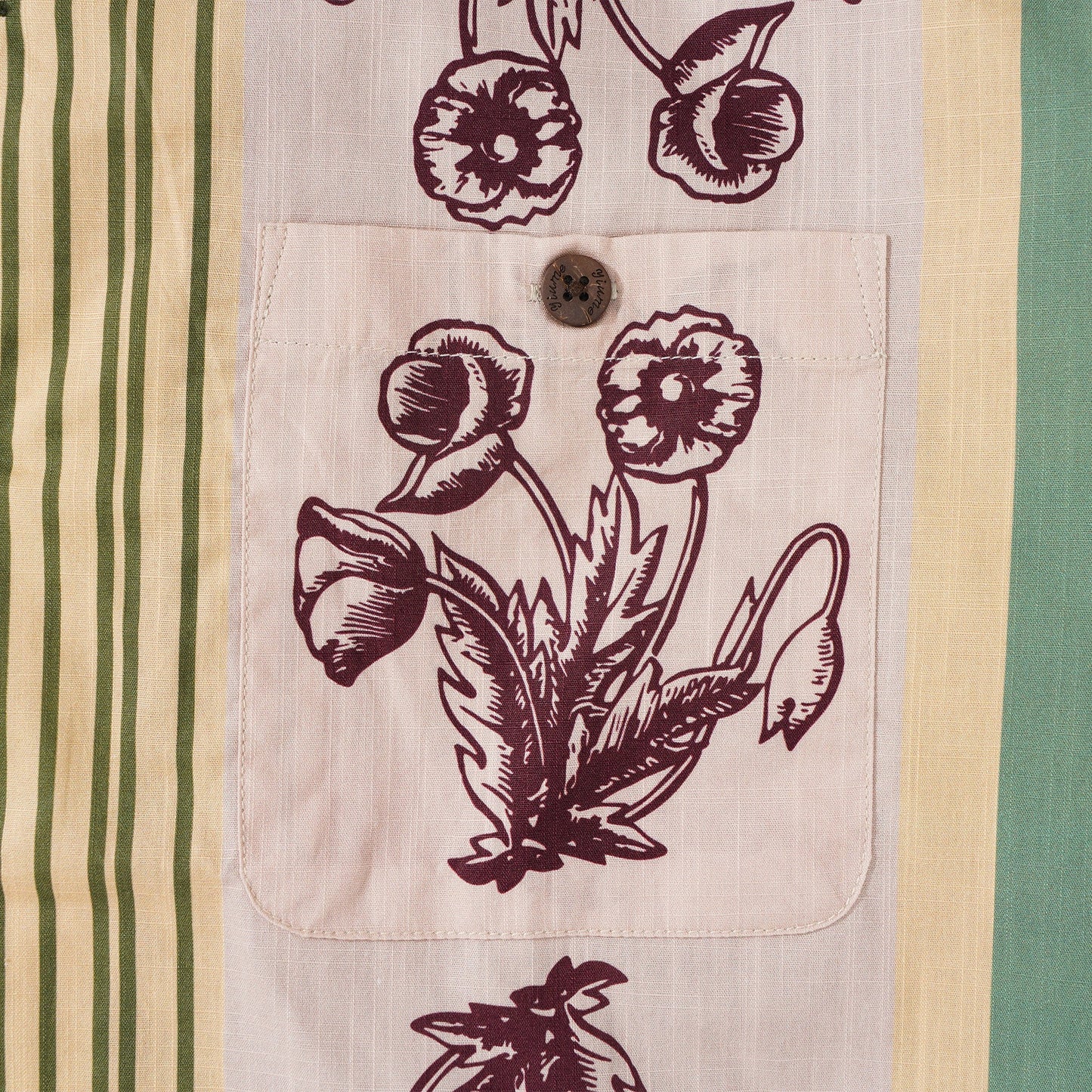 Men's Hawaiian Shirt Short Sleeve Camp Collar 100% Cotton Brown Aloha Nature in Stripes