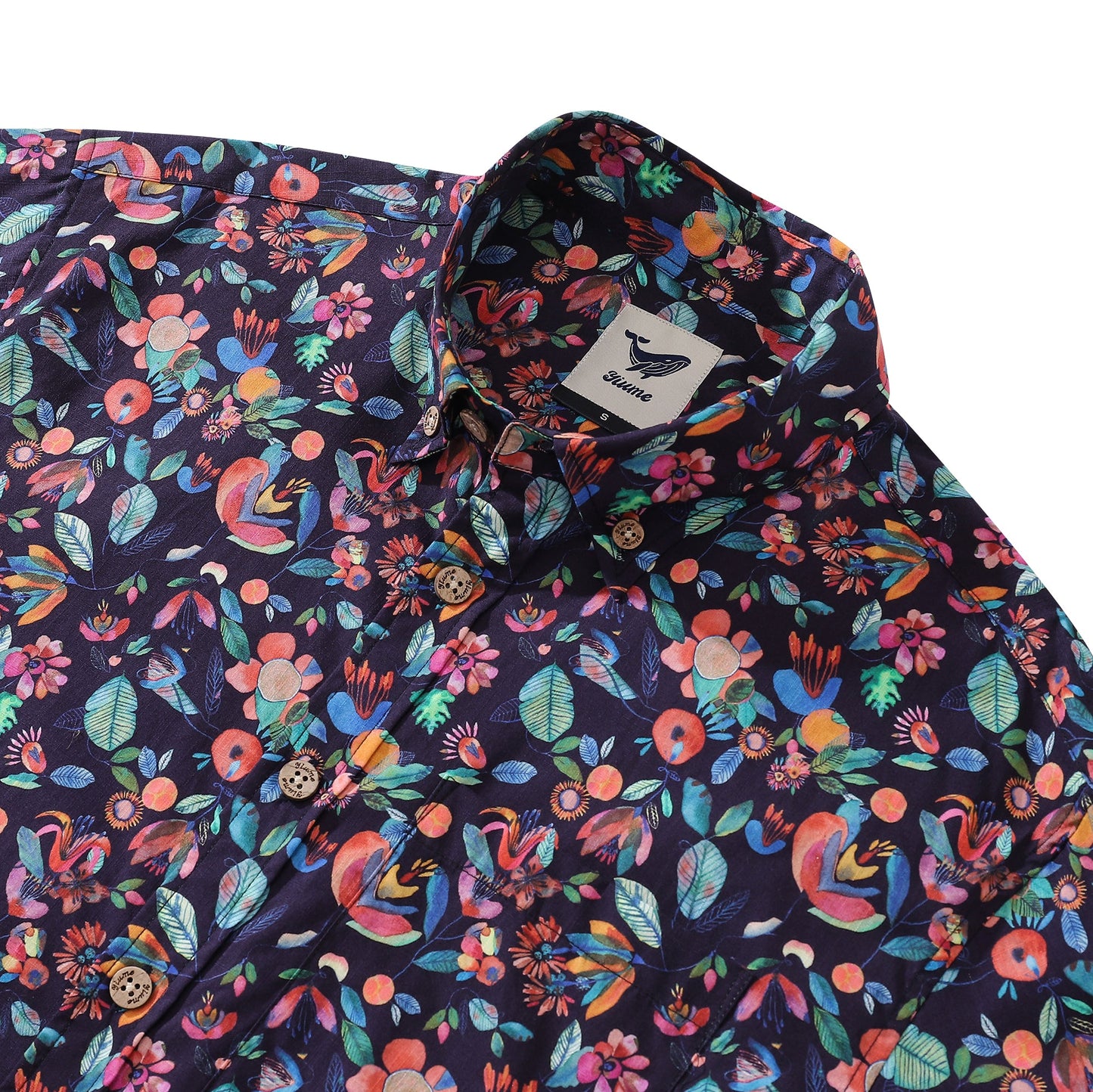 Men's Hawaiian Shirt Fluttering Colored "Butterflies" Print By Maria Montiel Cotton Button-down Short Sleeve Aloha Shirt