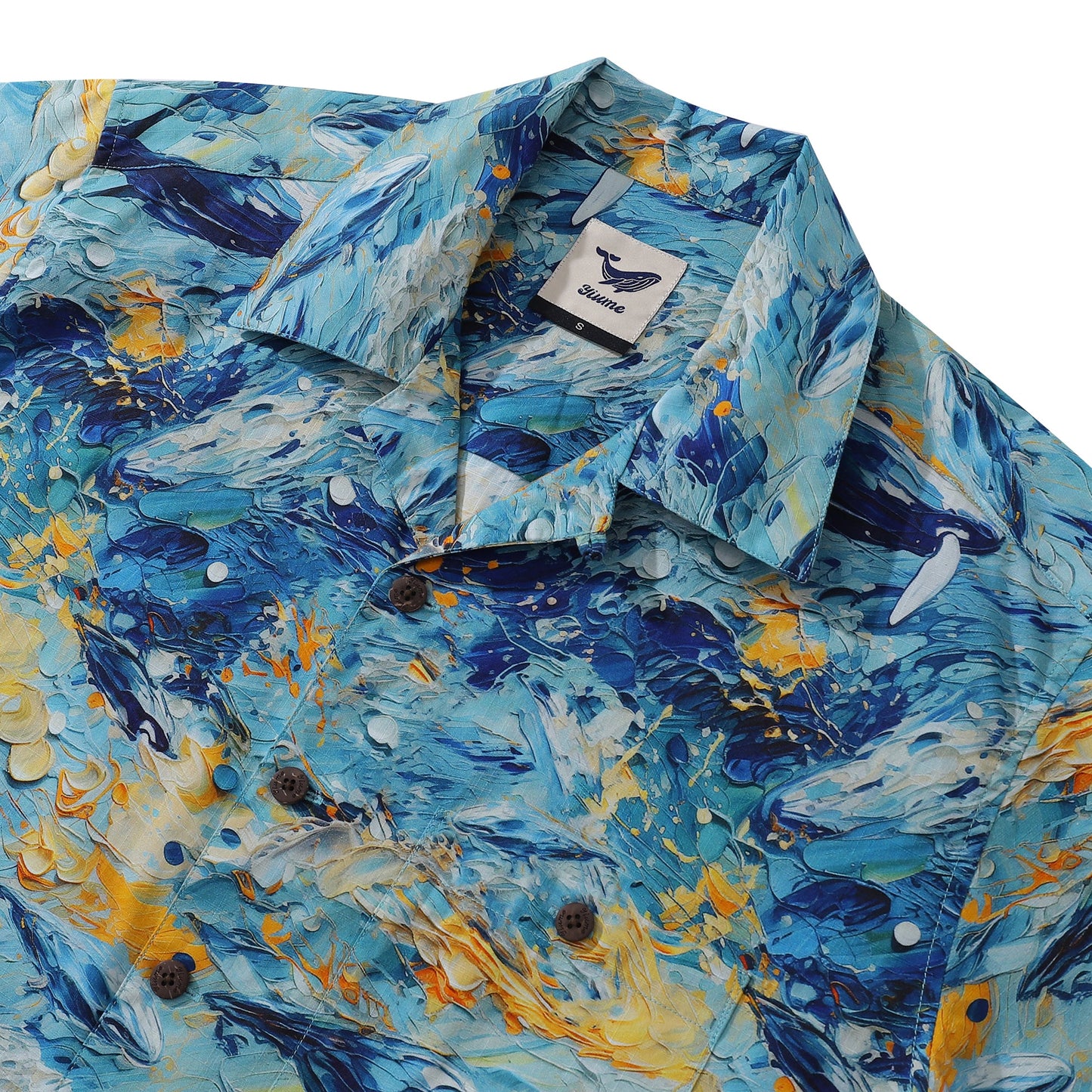 Hawaiian Shirt For Men Cetacean Shirt Camp Collar 100% Cotton