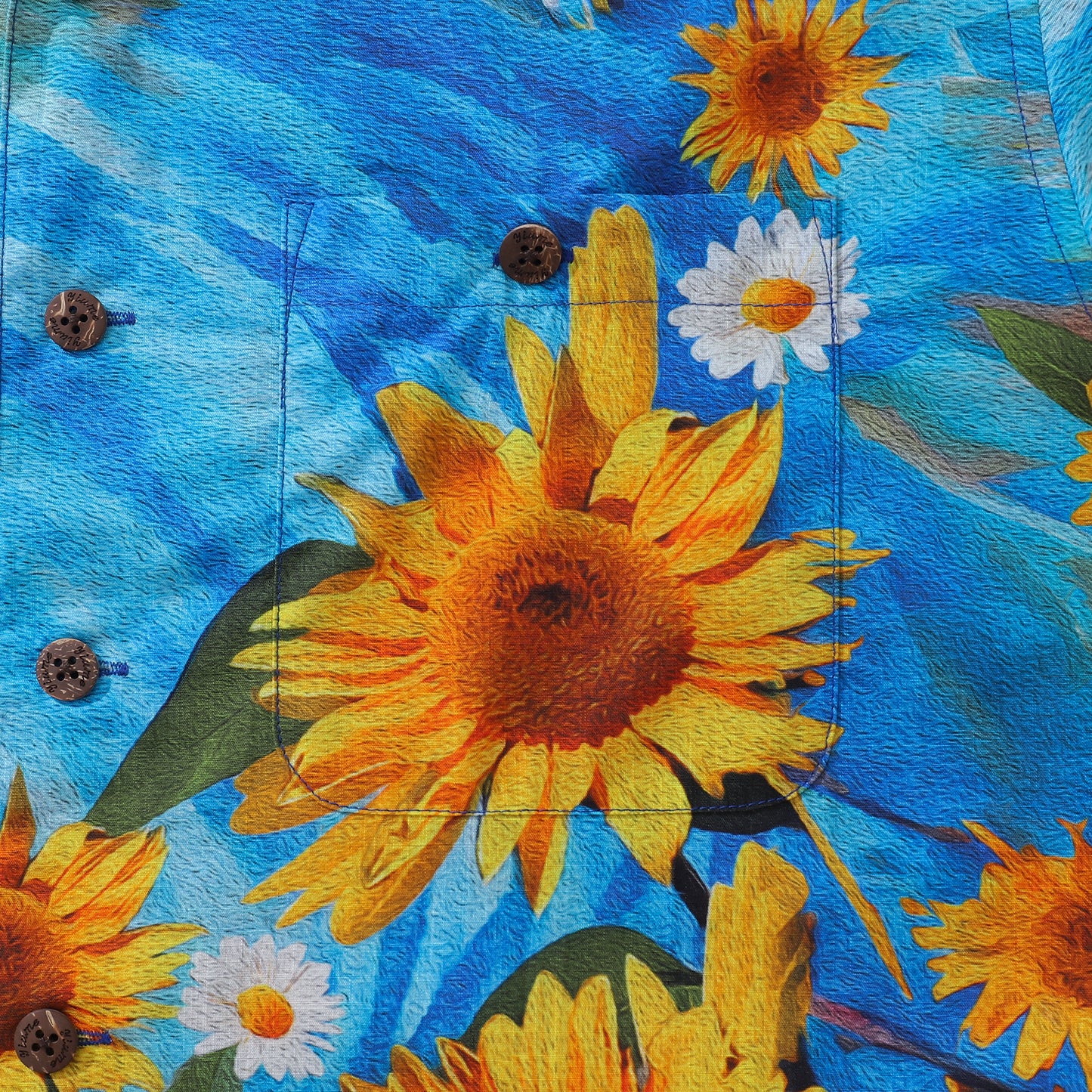 100% Cotton Hawaiian Shirt For Men Sunflowers Growing Wild Camp Collar Shirt