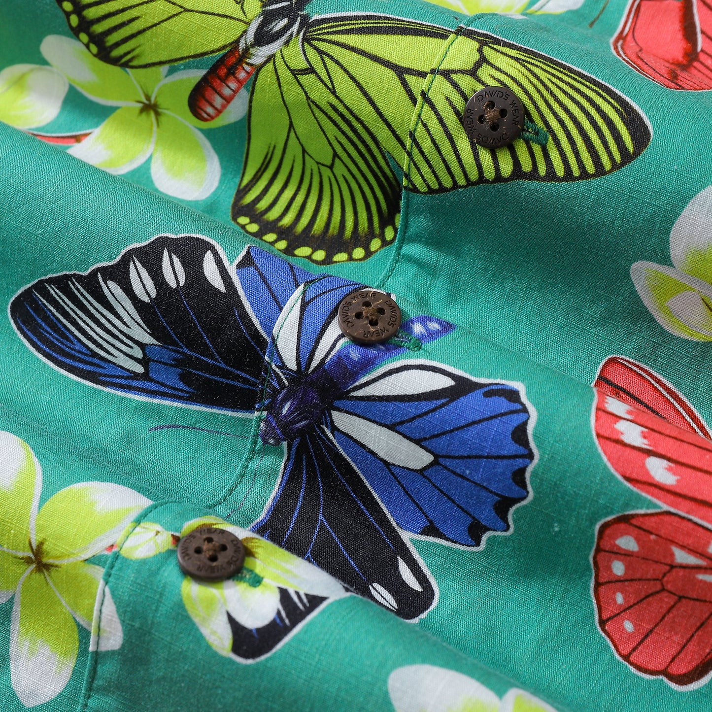 Men's Hawaiian Shirt Colorful Butterfly Coconut Button Camp Aloha Shirt