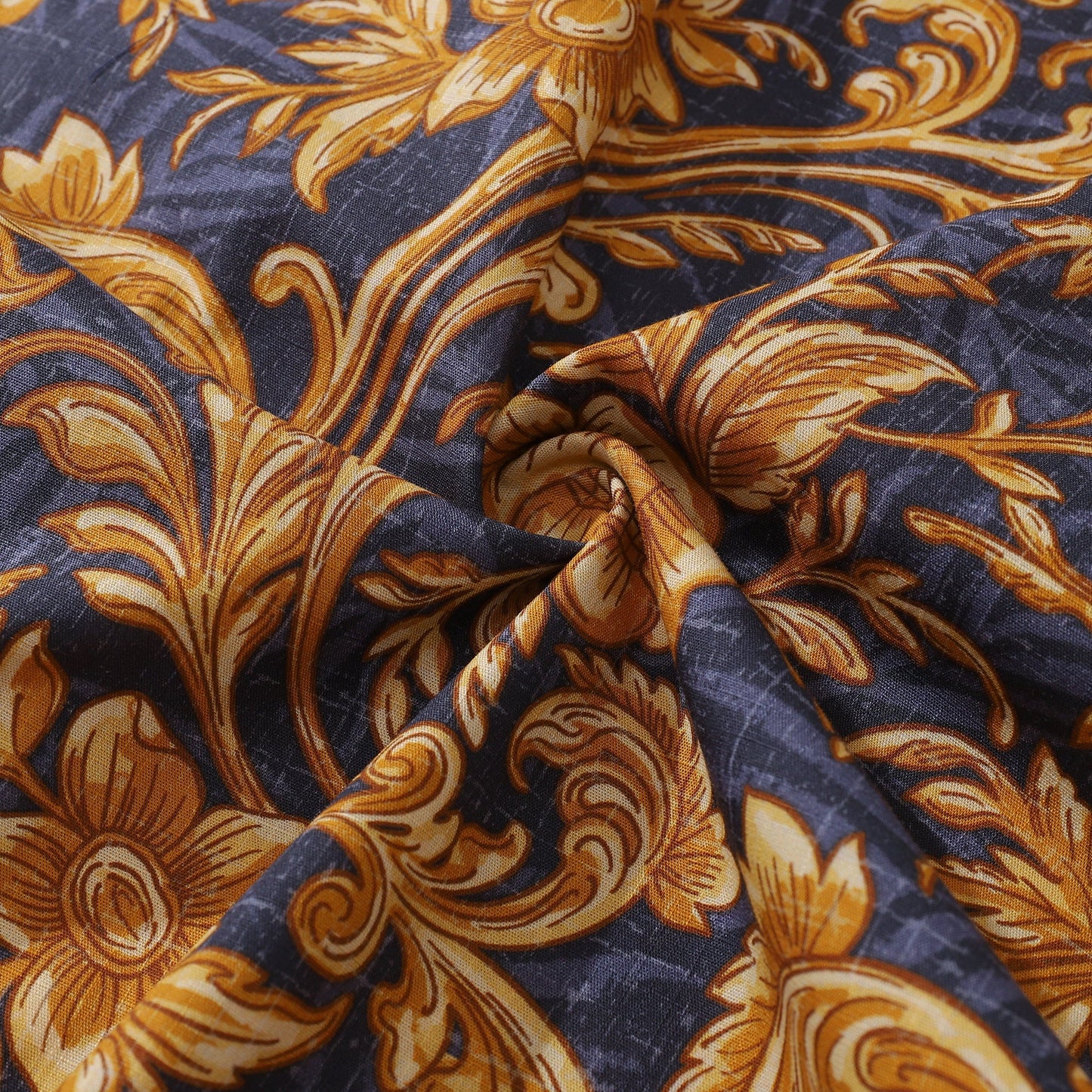 Tropical Hawaiian Shirt For Men Golden Floral Button-down Shirt Short Sleeve 100% Cotton Shirt