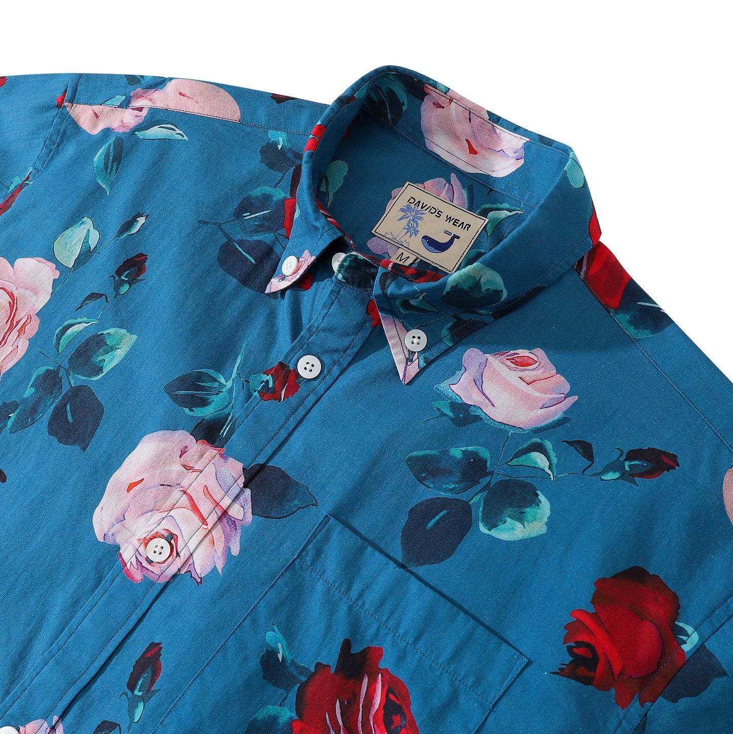 Valentine's Day Hawaiian Shirts For Men Vintage Rose Red And Pink Valentine's Day