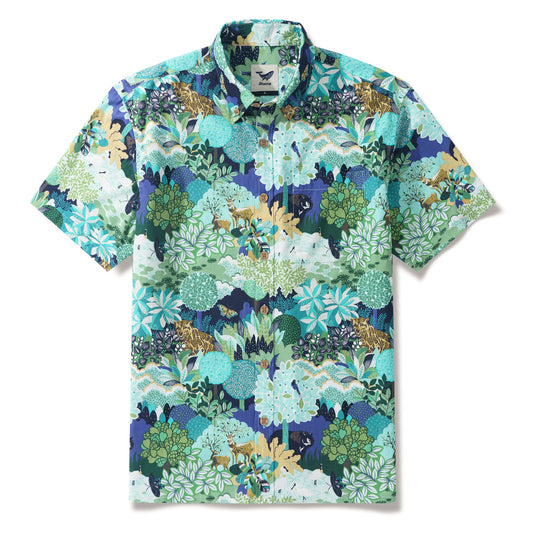 Men's Island Shirt 100% Cotton Aloha Shirt Short Sleeve Button-down Hawaiian Shirt Formosan Wonderland By Chris Chun