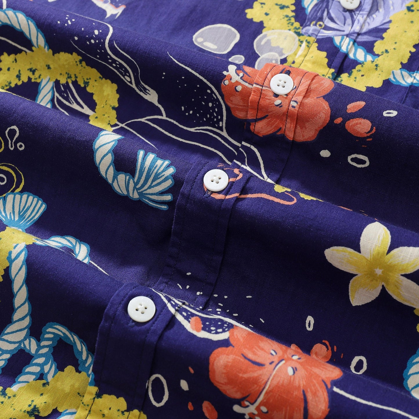 Hawaiian Shirt For Men Tropical Fish Lei Print Short Sleeve Cotton Button Down
