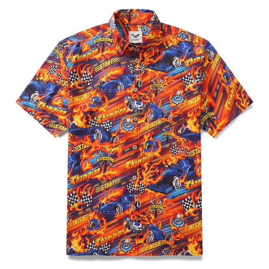 Hawaiian Shirt For Men Speed Button-down Short Sleeve 100% Cotton Shirt