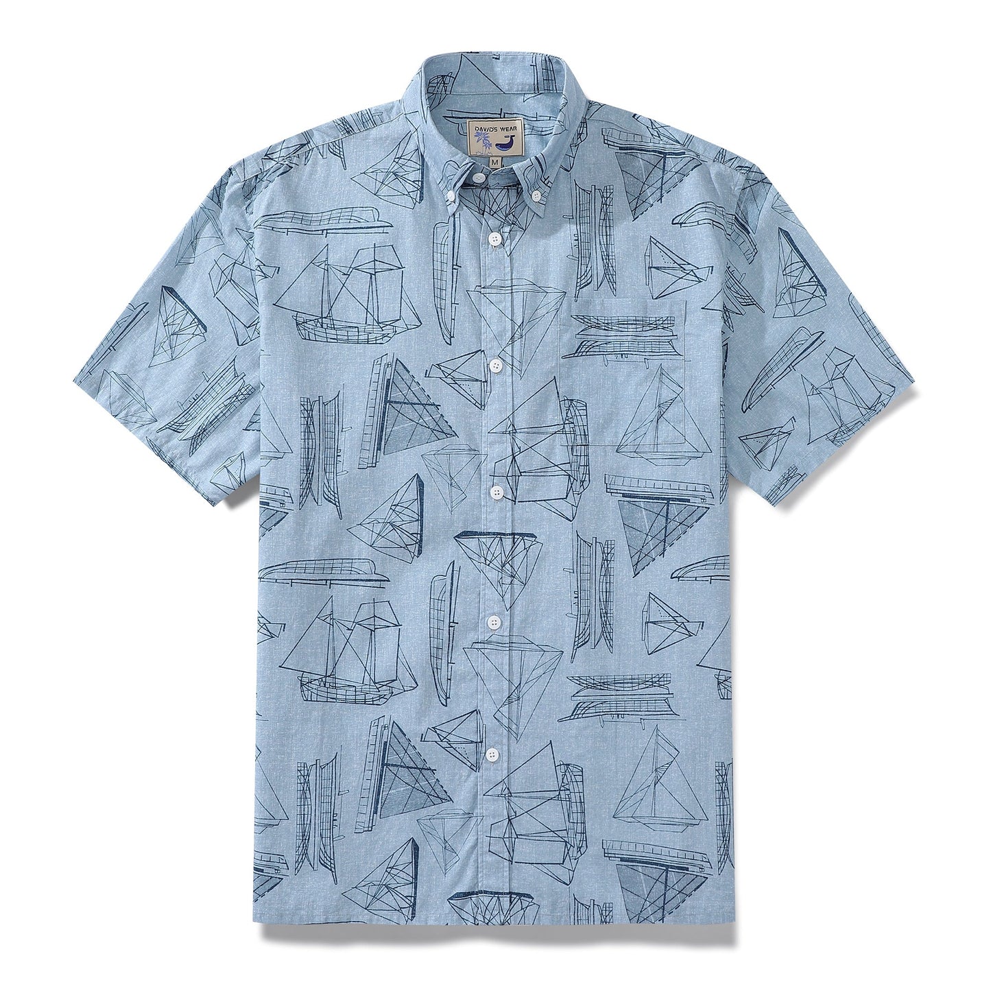 Hawaiian Shirts for Men Vessels Print 100% Cotton